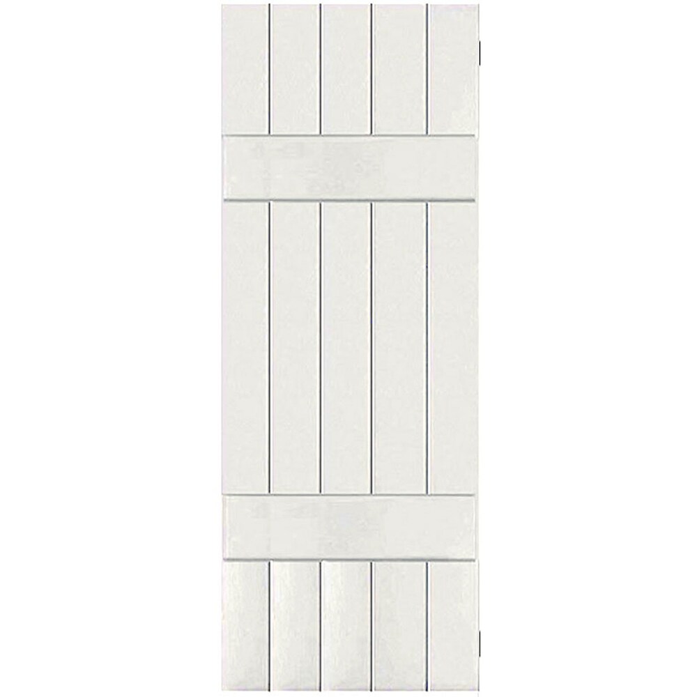 Ekena Millwork RWB18X079WHP 18-in W x 79-in H White Paintable/Stainable Board and batten Wood Exterior Shutters ( 2 -Pack )