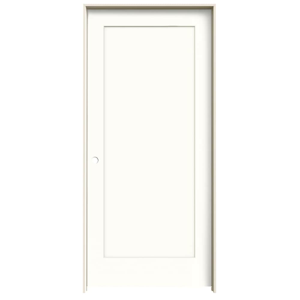 JELD-WEN LOWOLJW191200319 36-in x 80-in Modern White Solid core 1-panel square Right hand Smooth Prefinished Molded composite Flat Jamb Single Prehung Interior Door