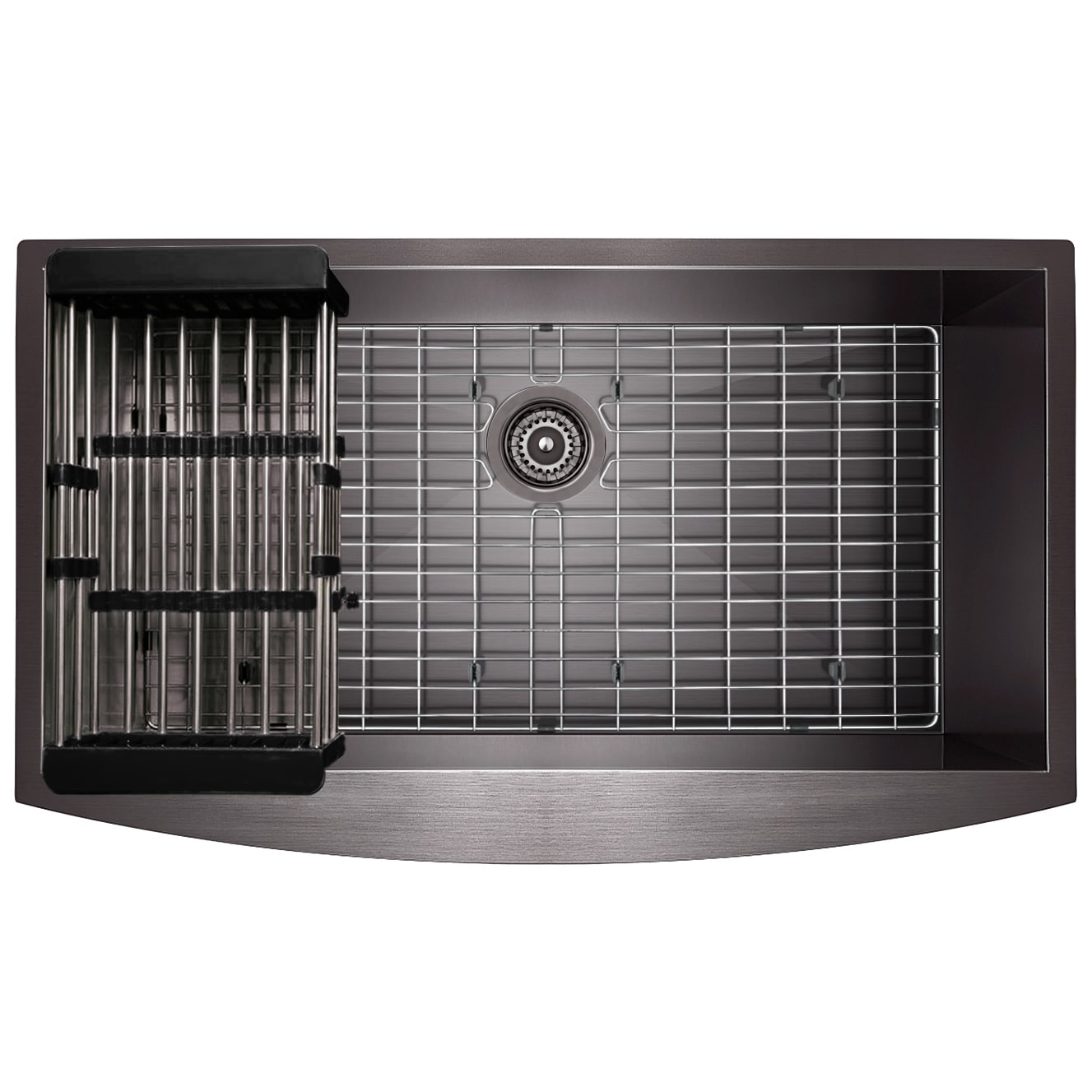 Matte Black Stainless Steel Farmhouse Kitchen Sink with Faucet