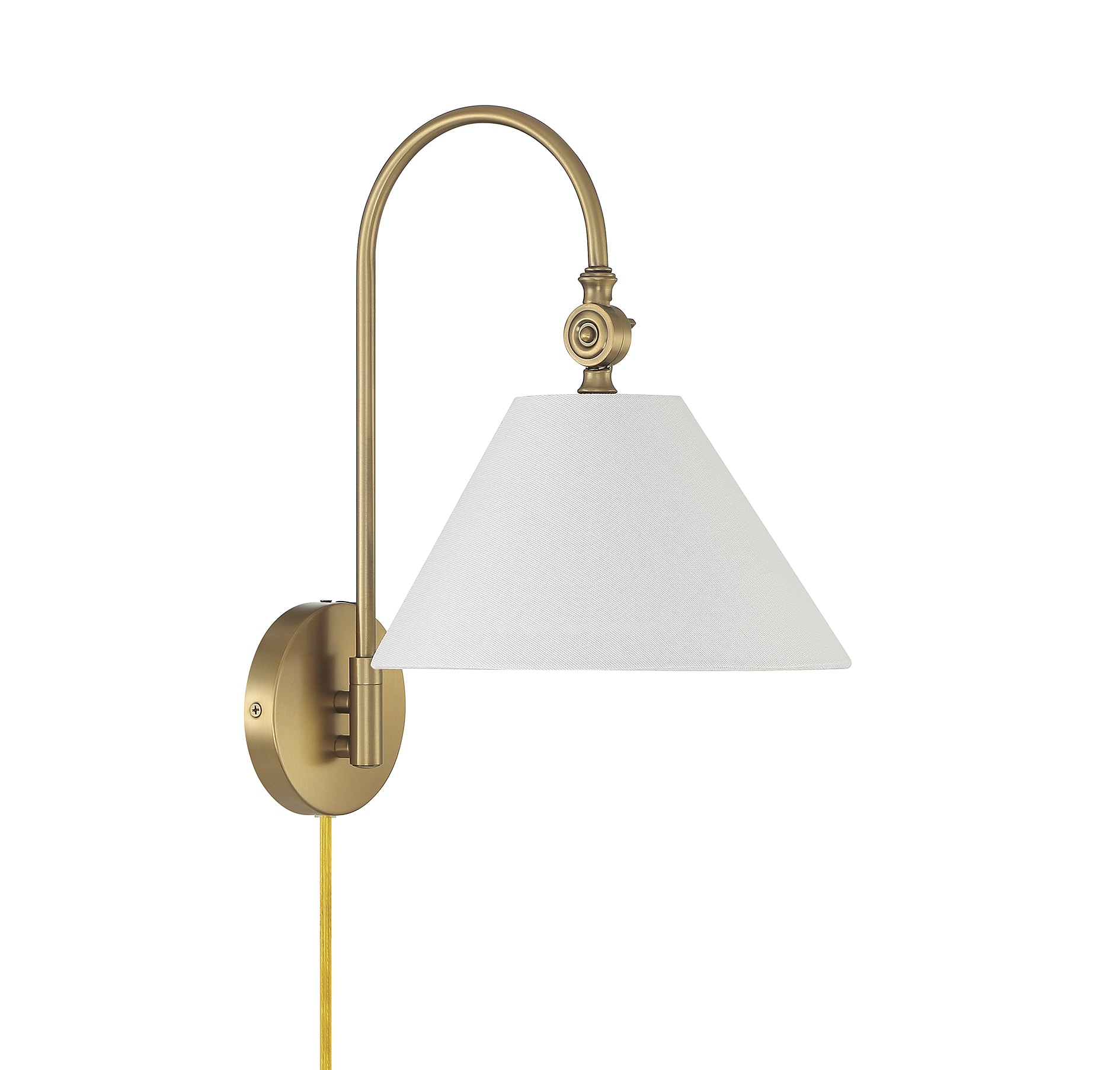 Meridian Adjustable Arm 16" Wall Sconce in Natural Brass with White Shade