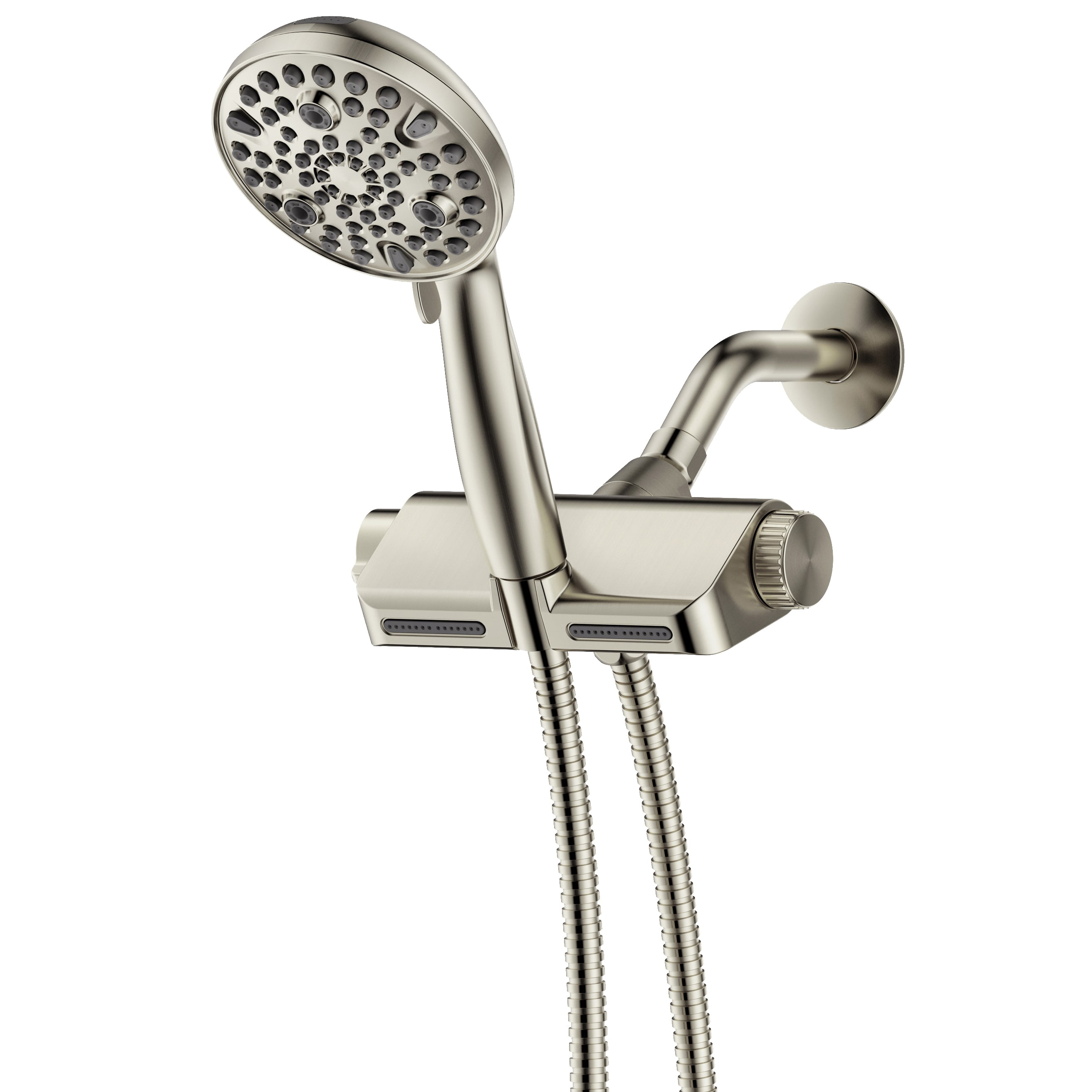 Satin Nickel Multi-Function Handheld Shower with Filter and Wall Mount