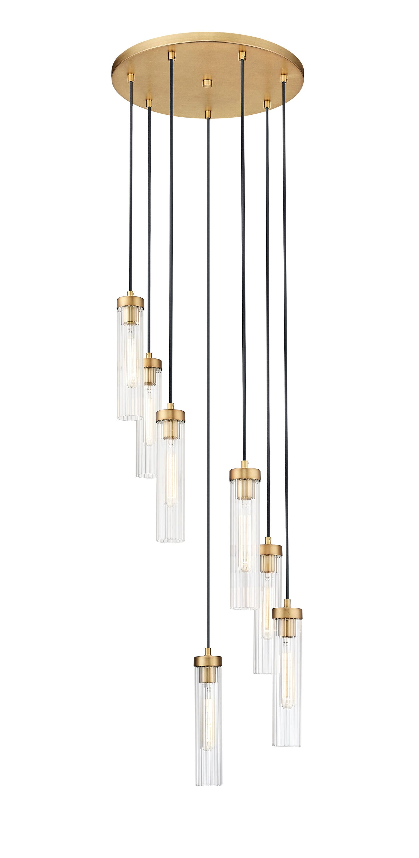 Rubbed Brass 7-Light Geometric Glass Chandelier