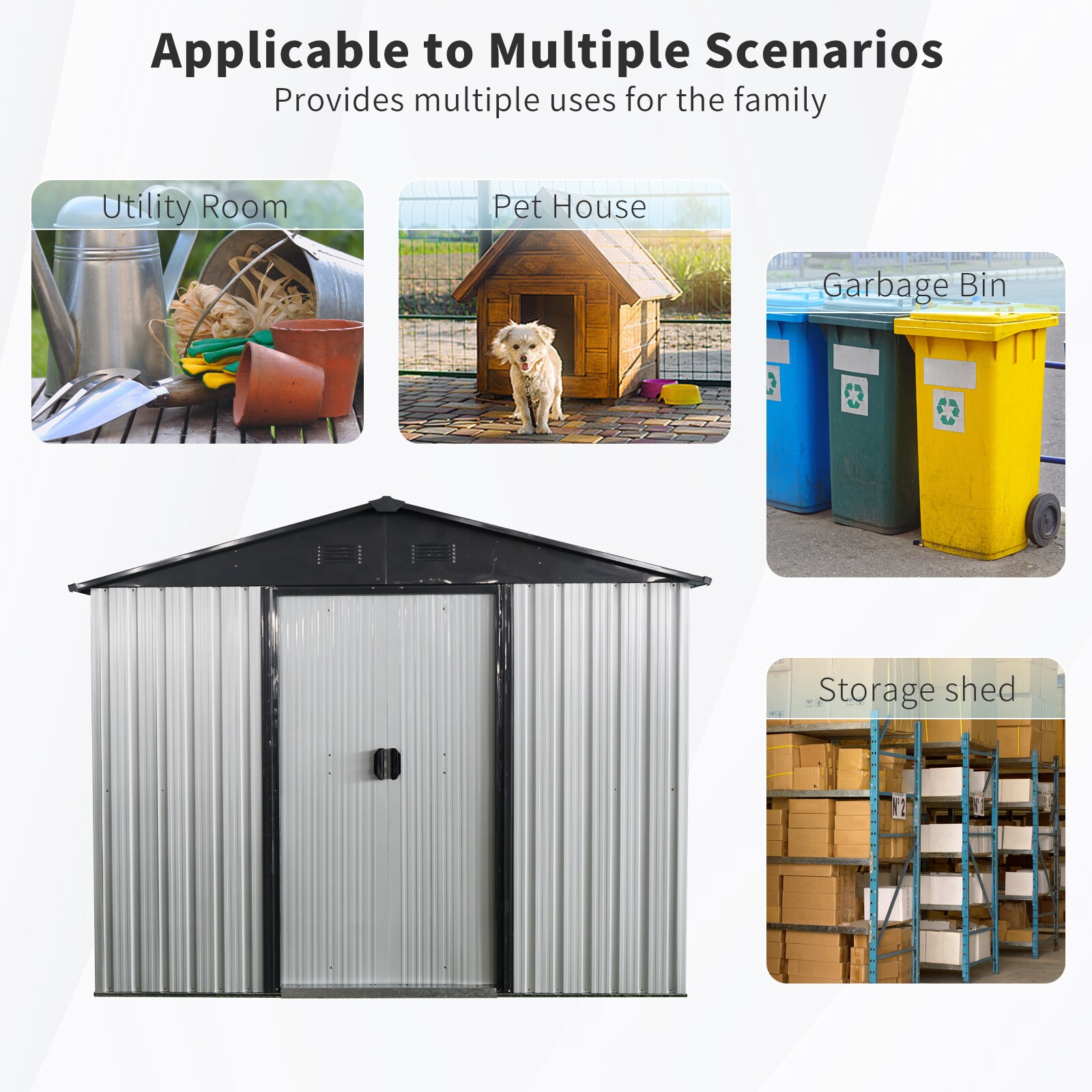 WELLFOR TWSG007-BN Metal-Storage-Buildings-Sheds - View #2