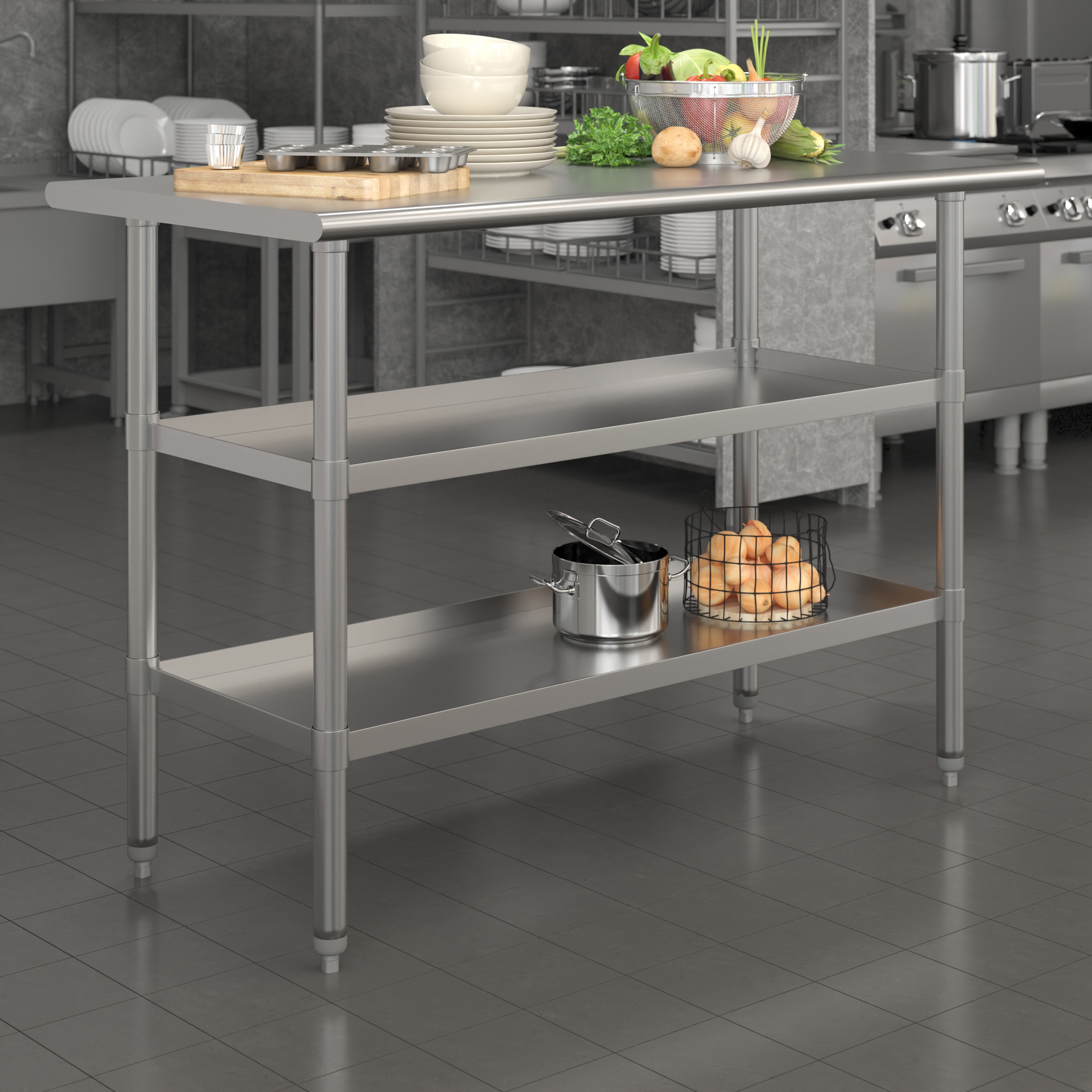 Stainless Steel Kitchen Countertops and Shelves - Contemporary - Kitchen