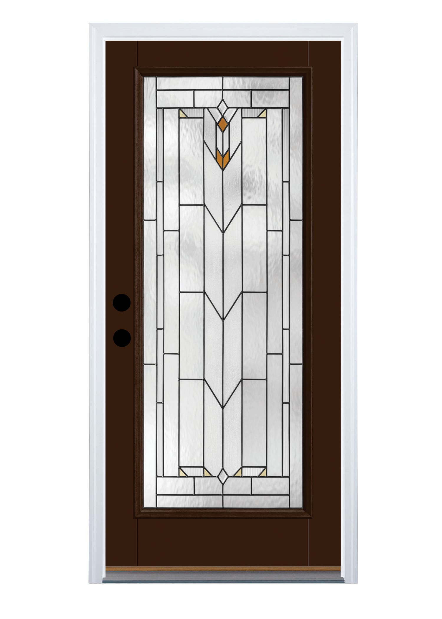 Therma-Tru CCV1423-LOB-CN Arborwatch Entry Door 36-in x 80-in x 4-9/16-in Fiberglass Full lite Left-hand outswing Chestnut Painted Prehung Front Door with Brickmould Insulating core
