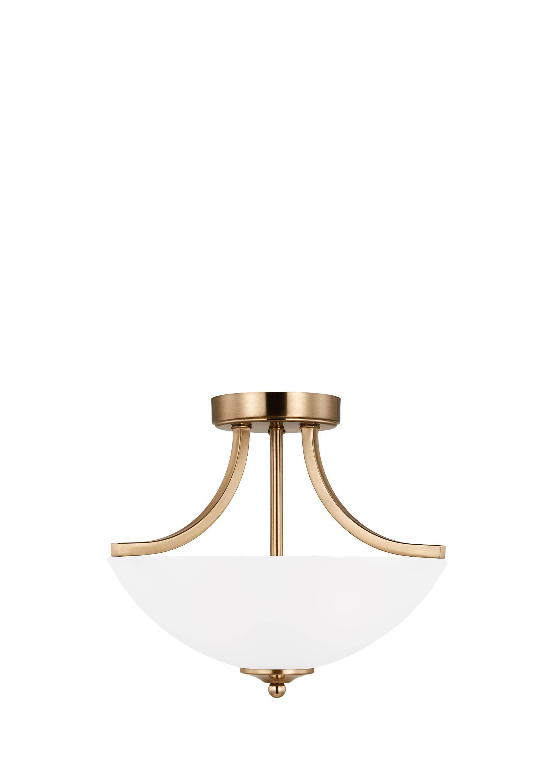 Generation Lighting 7716502-848 Geary 2.0 -Light 13.875-in Satin Brass Semi Flush Mount Light