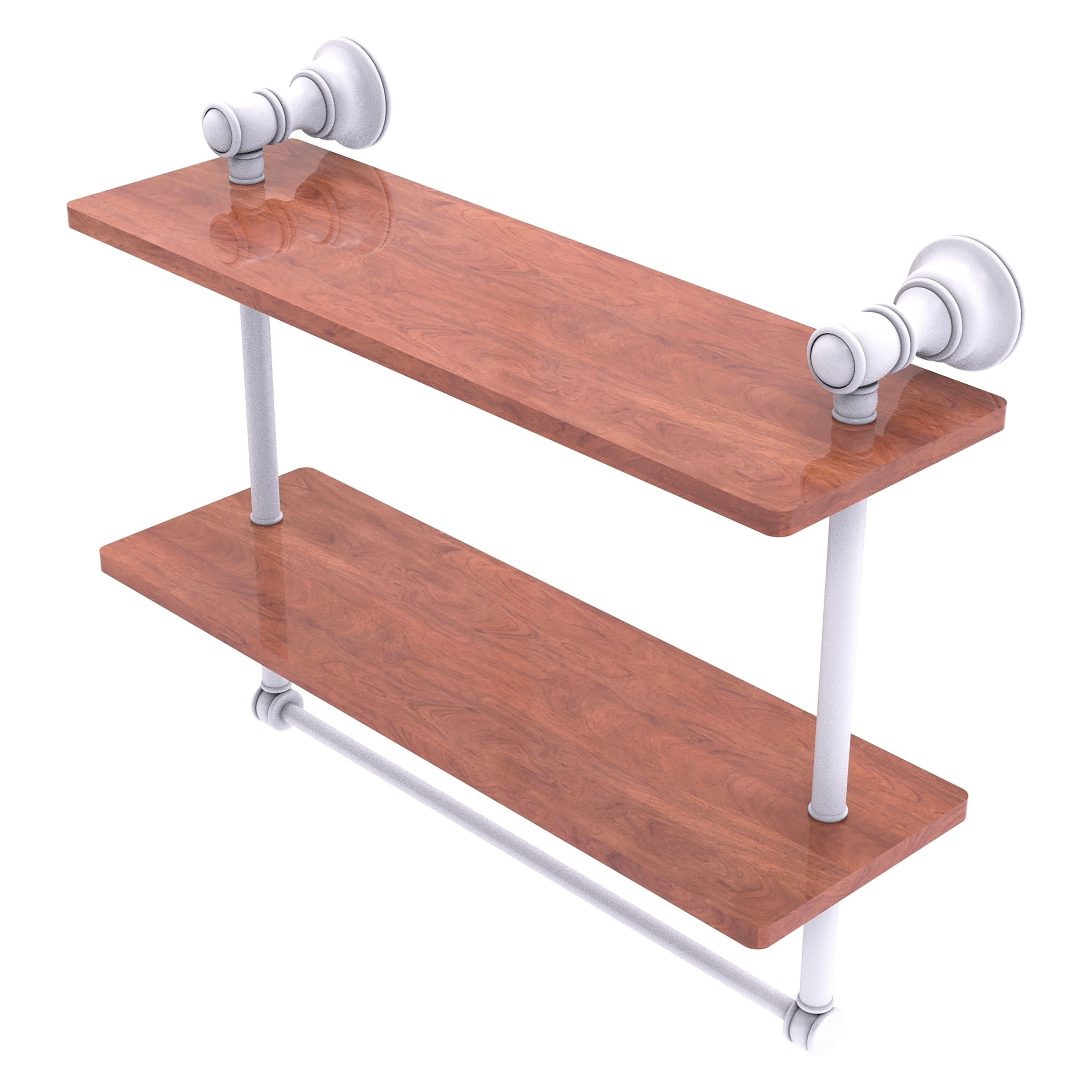 Allied Brass CL-2-16TB-IRW-WHM Carolina Matte White 2 -Tier Wall mount Bathroom Shelf ( 16-in x 9.5-in x 5-in )