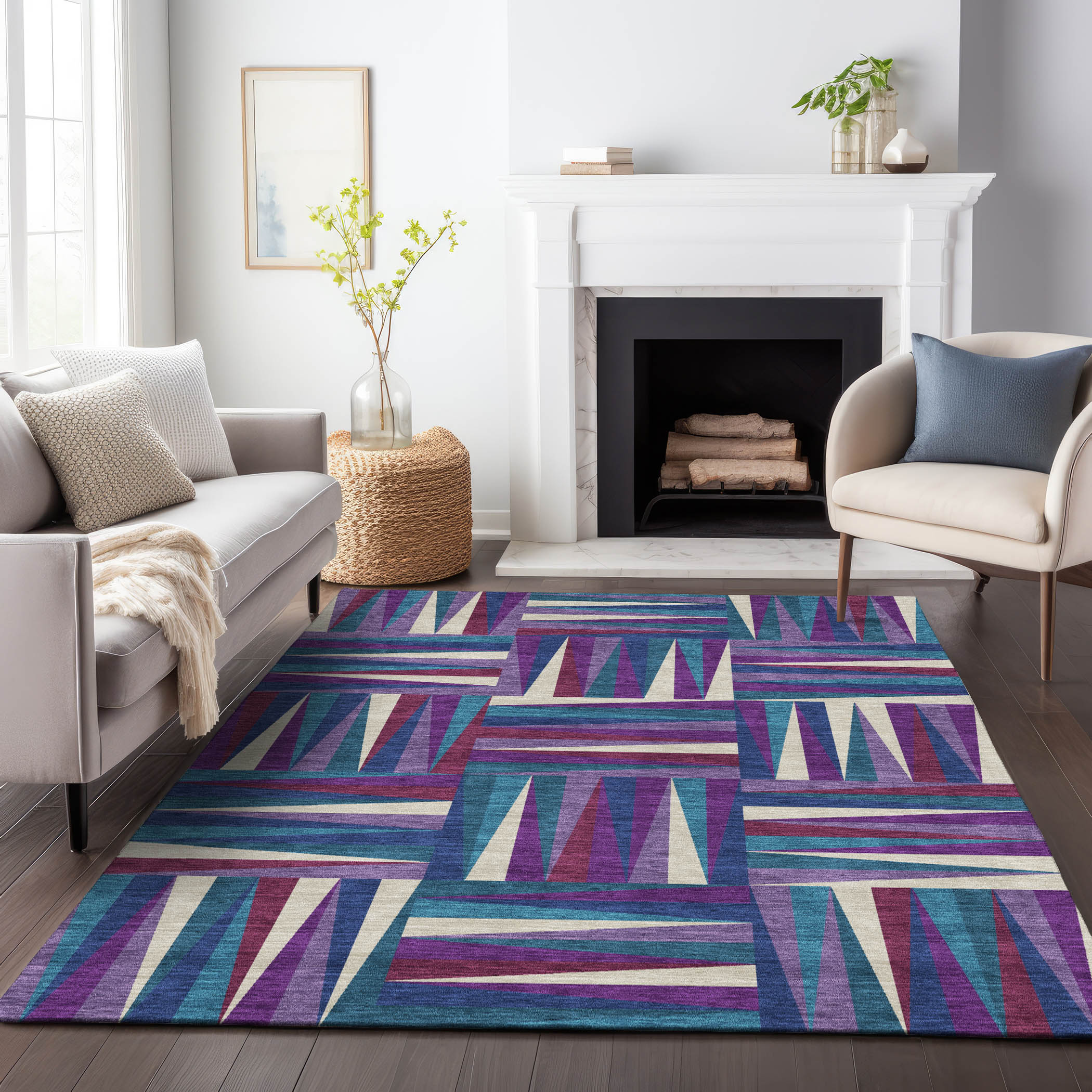 Addison Rugs ACN1012PP5X8 Chantille ACN1012PP 5 x 7 (ft) Polyester Purple Rectangular Indoor/Outdoor Geometric Machine washable Area rug