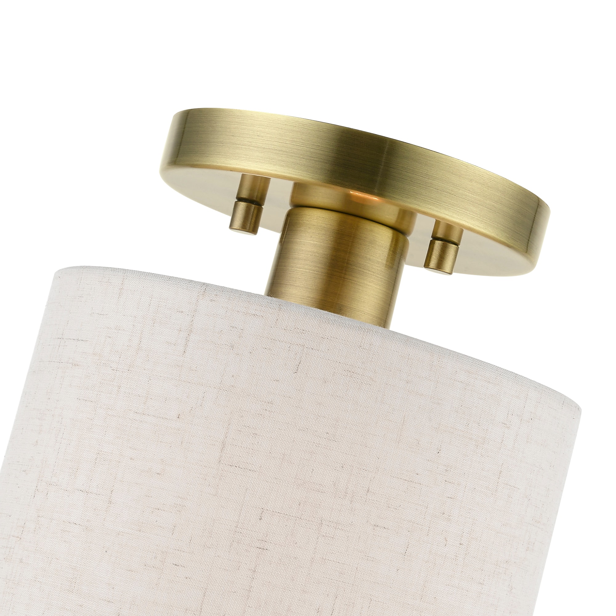 Antique Brass Petite Drum Semi-Flush Mount Light