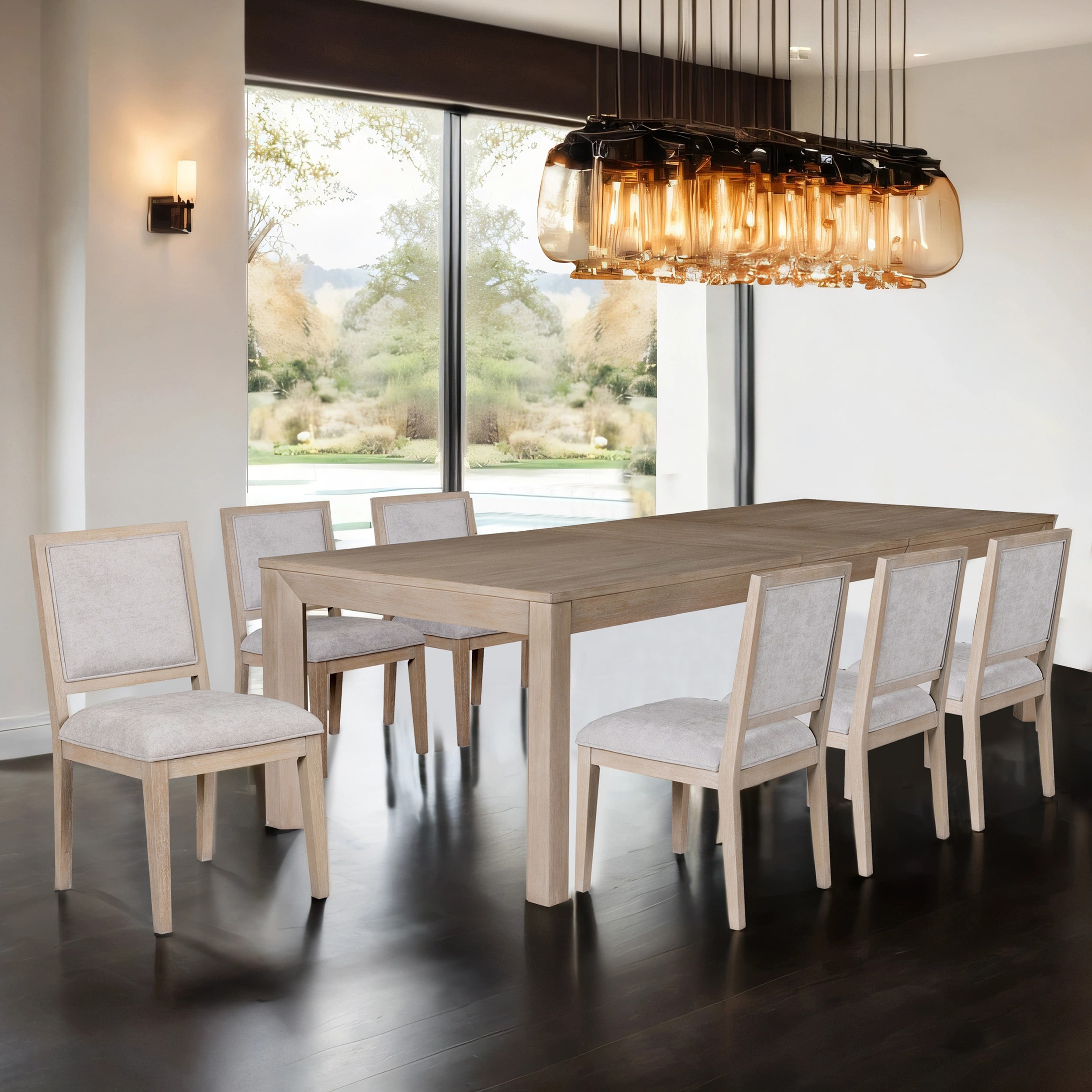Furniture of America IDF-39011NTT7PC Flonnin Tawny Contemporary/Modern Dining Room Set with Rectangular Table ( Seats 6 )