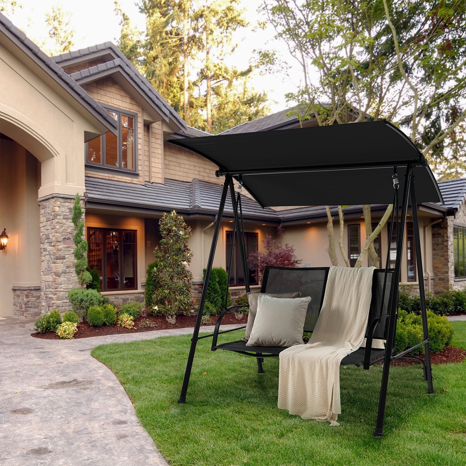 Reclining patio discount swings with canopy