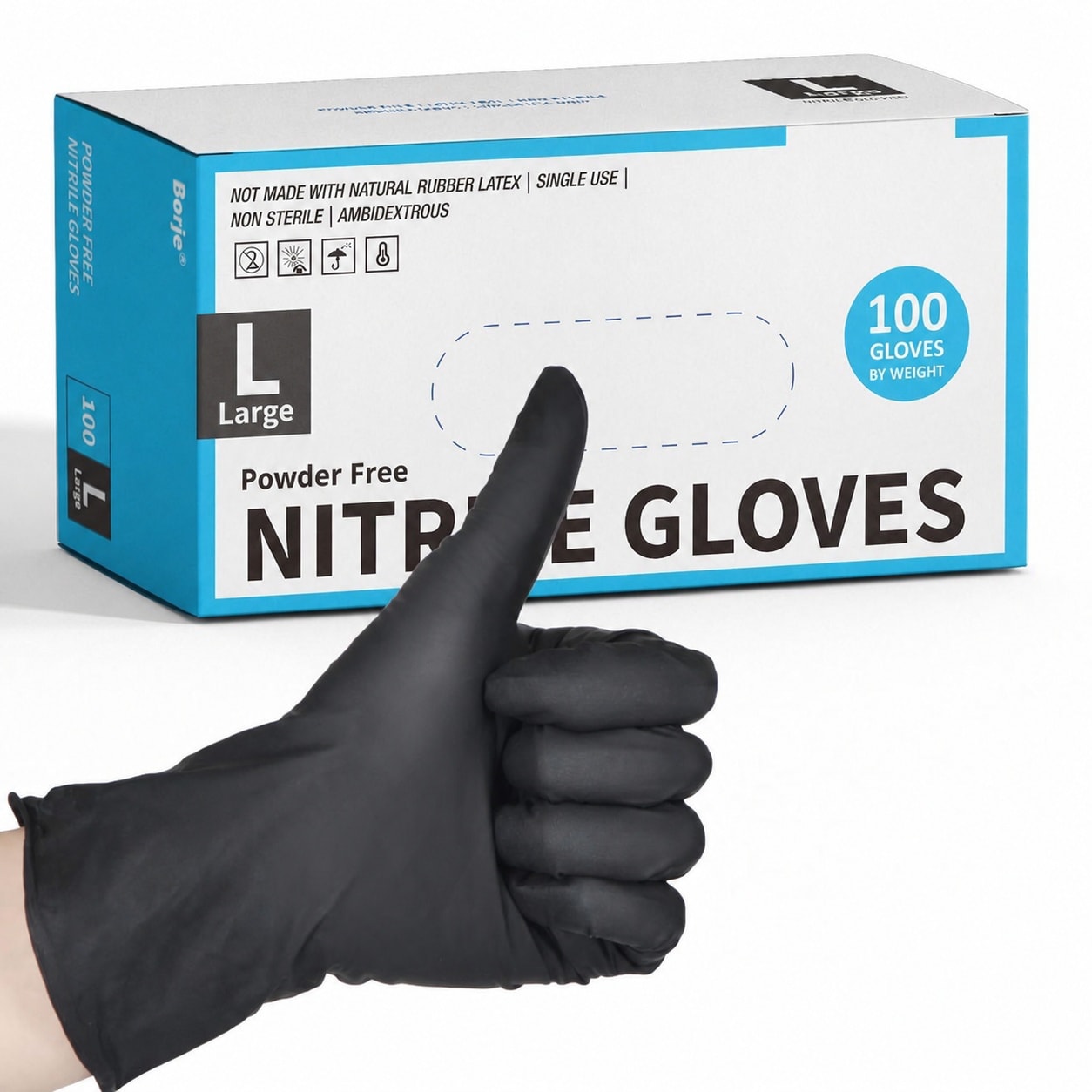 Yichuhaoxi Large nitrile gloves large size black latex free powder free disposable ambidextrous textured grip beaded cuff chemical and puncture resistant