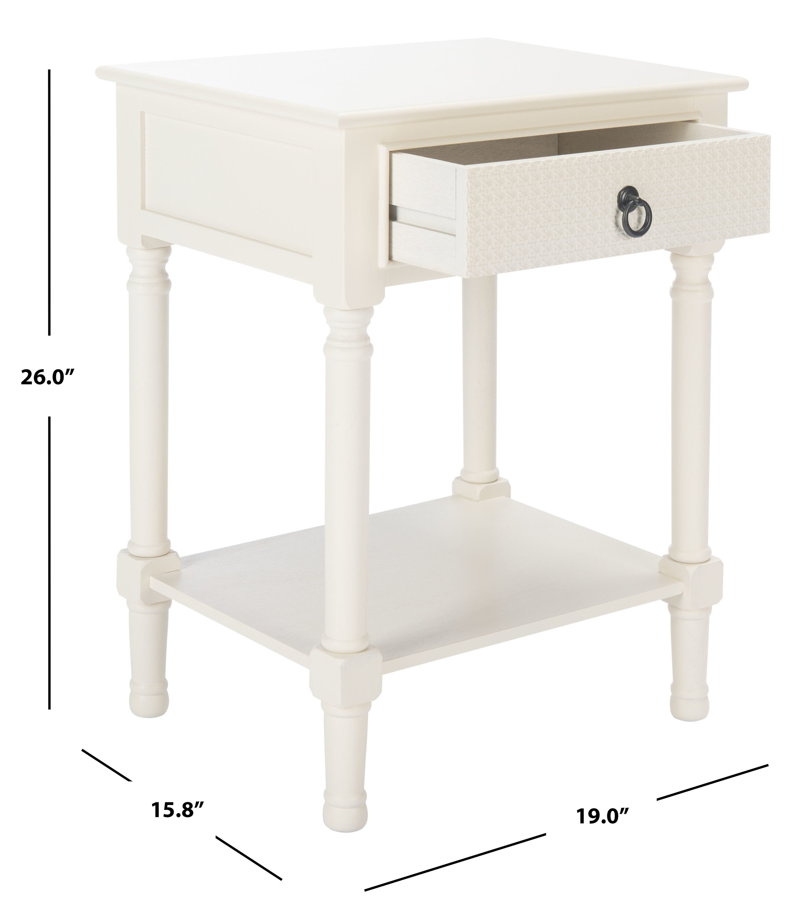 Safavieh Haines 19-in W x 26-in H White Wood Country End Table with ...