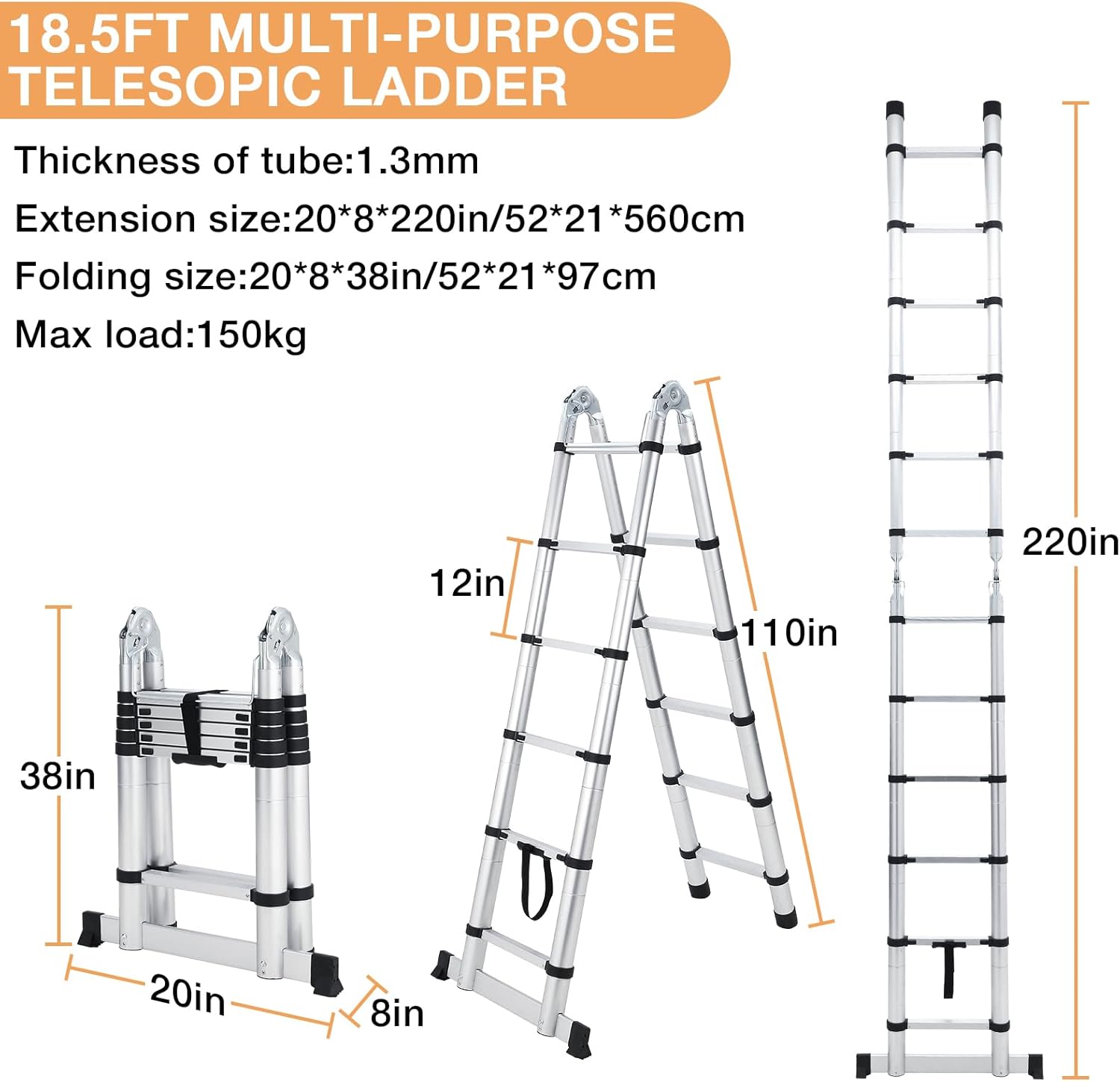 GAOMON LSPPJOK-MNIKRW1GTH Extension-Ladders - View #7