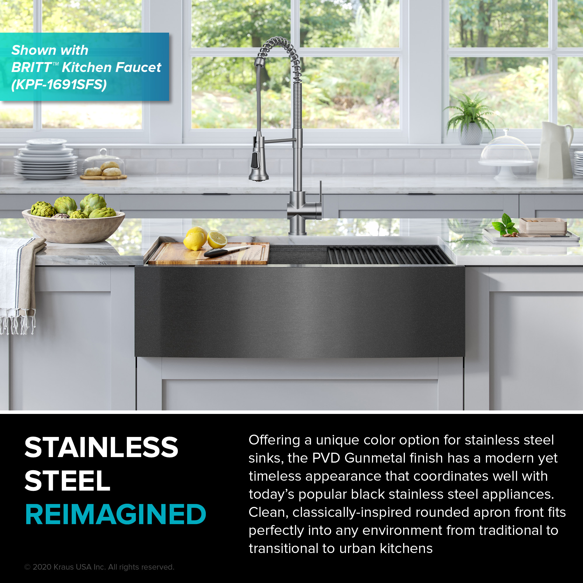 Kraus KWF210-33/PGM Kitchen-Sinks - View #5