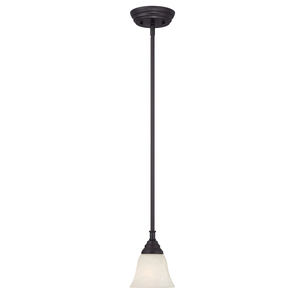 Kendall Mini Globe Pendant in Oil Rubbed Bronze with Alabaster Glass