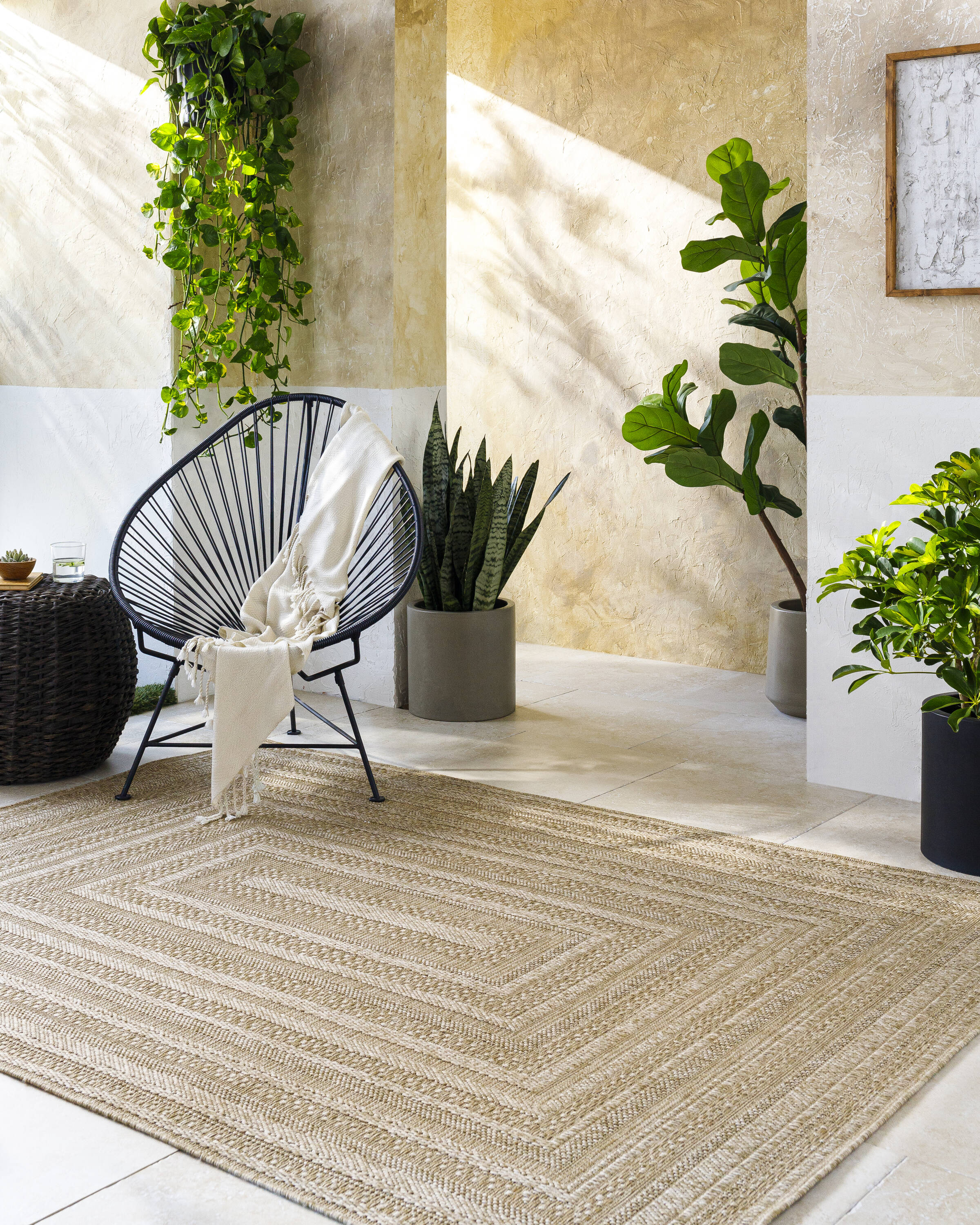 Livabliss SDR2304-537 Sandra 5 x 7 (ft) Polypropylene Prairie Dust Rectangular Indoor/Outdoor Geometric Farmhouse/Cottage Area rug