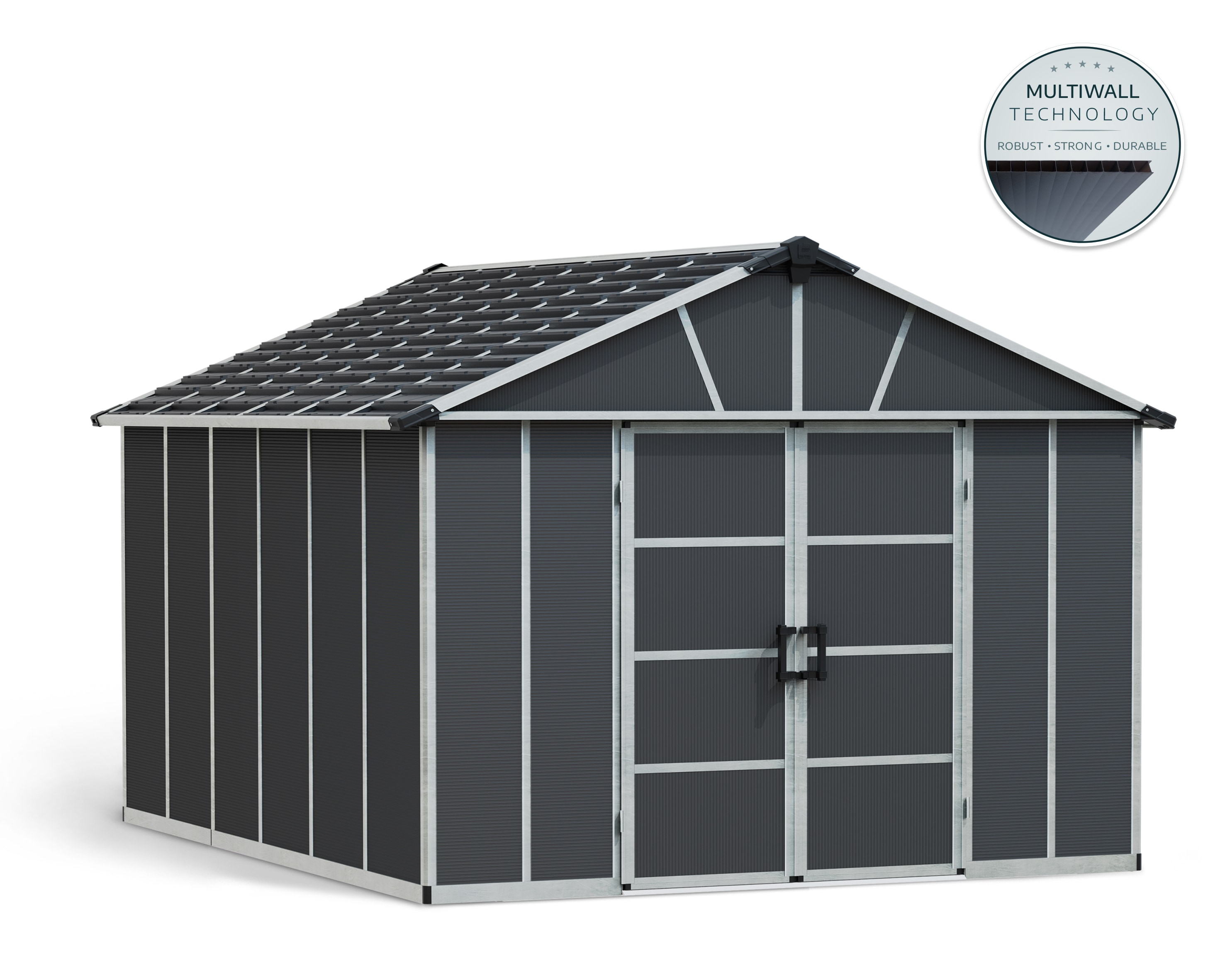 Canopia by Palram 705159 11-ft x 13-ft Yukon Garden Outdoor Gray Gable Resin Storage Shed