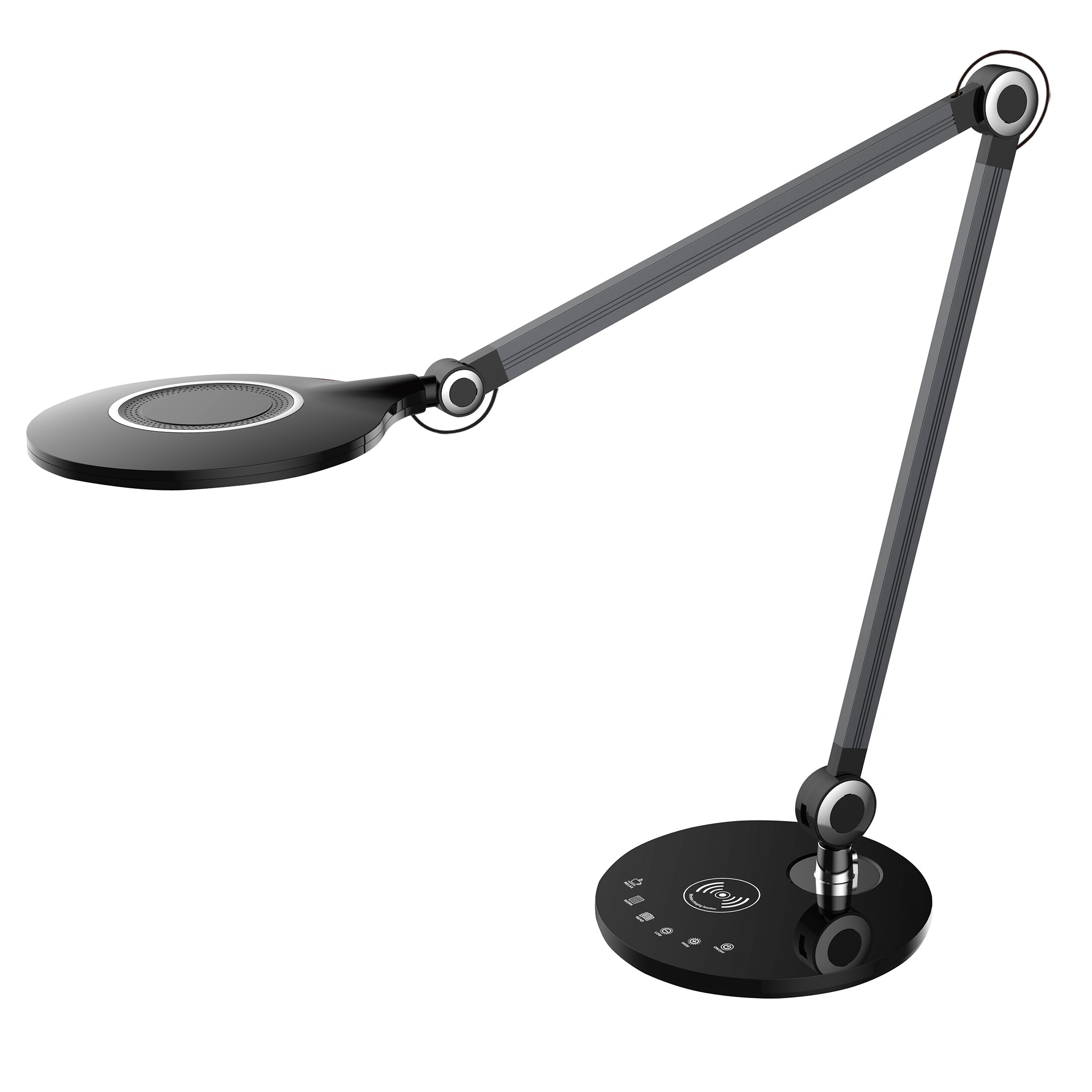OttLite 26.875-in Black Touch Swing-Arm Desk Lamp with Plastic