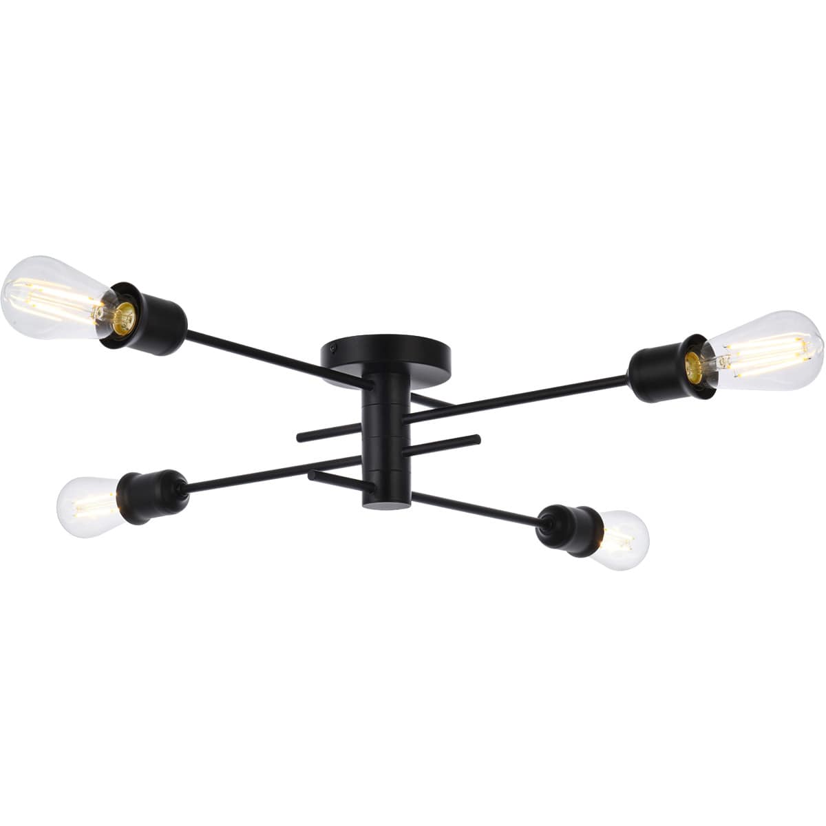 Elegant Lighting Living District LD7050F26BK Xavier 4 Light 26 inch Black Flush Mount Ceiling Light