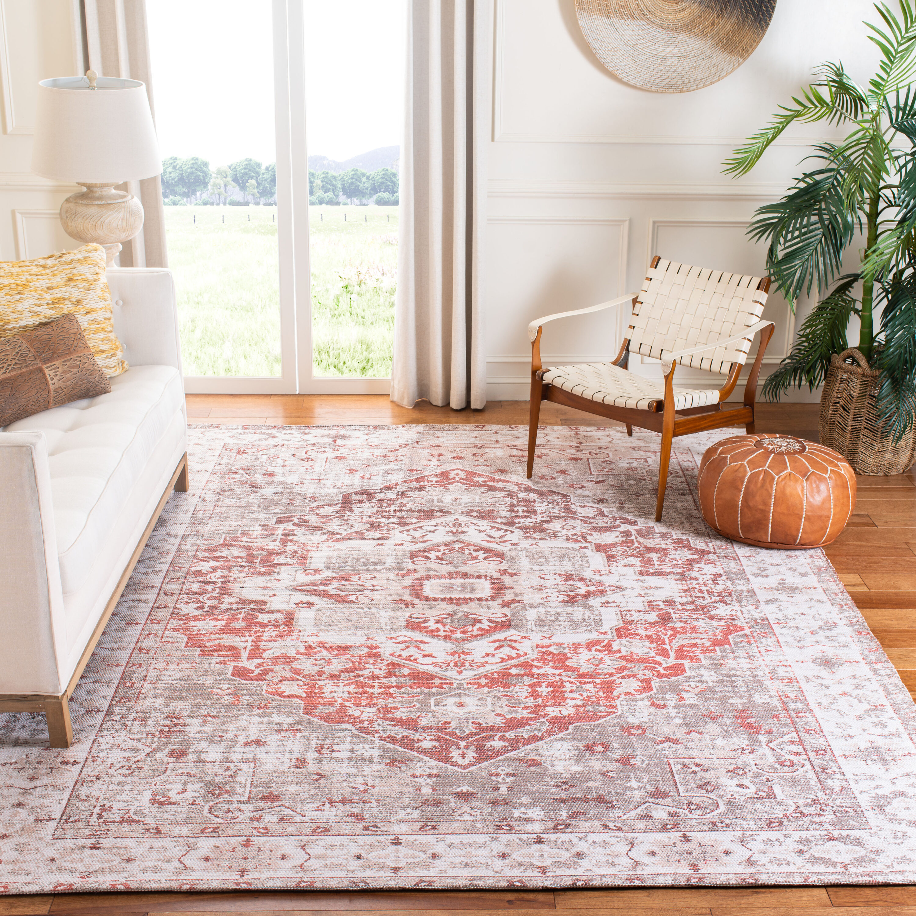 Saffron 389A Ivory Rust 8 x 10 Rectangular Area rug