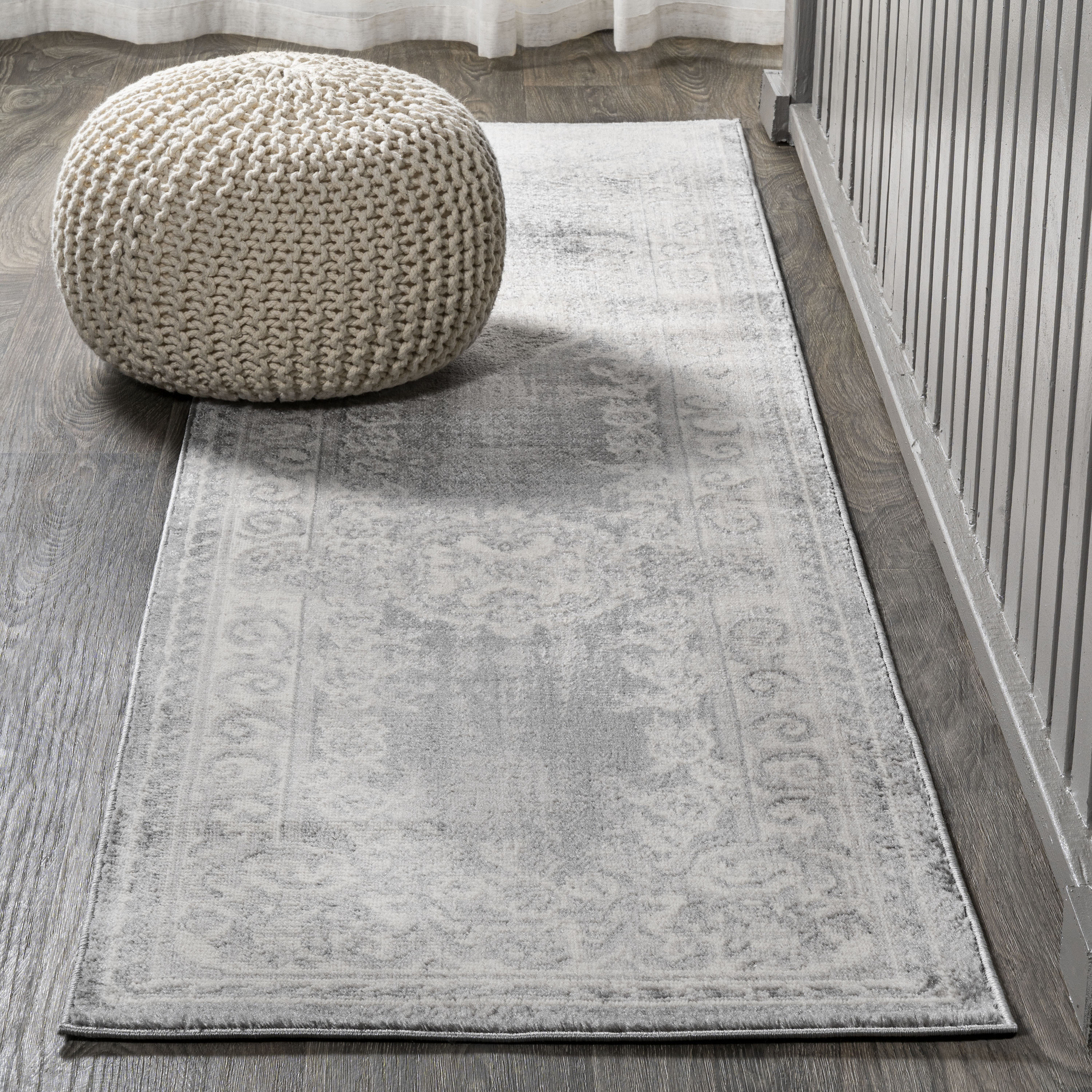 JONATHAN  Y MDP401B-28 MODERN PERSIAN Rosalia 2 x 8 (ft) Loomed Polypropylene Ivory/Gray Rectangular Indoor Medallion Persian Runner rug