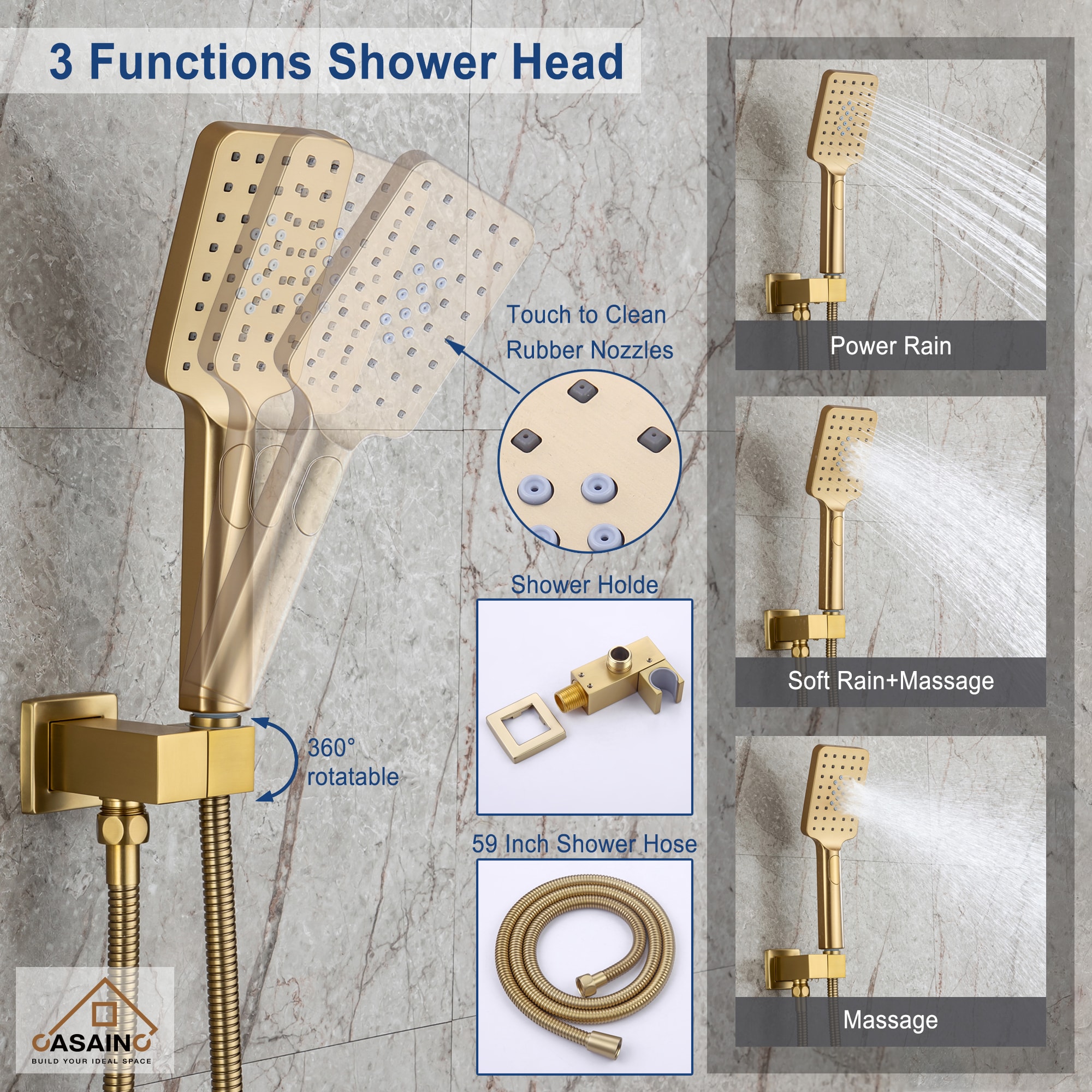 CASAINC WE-SS05MB Showerhead-Bar-Panels - View #2
