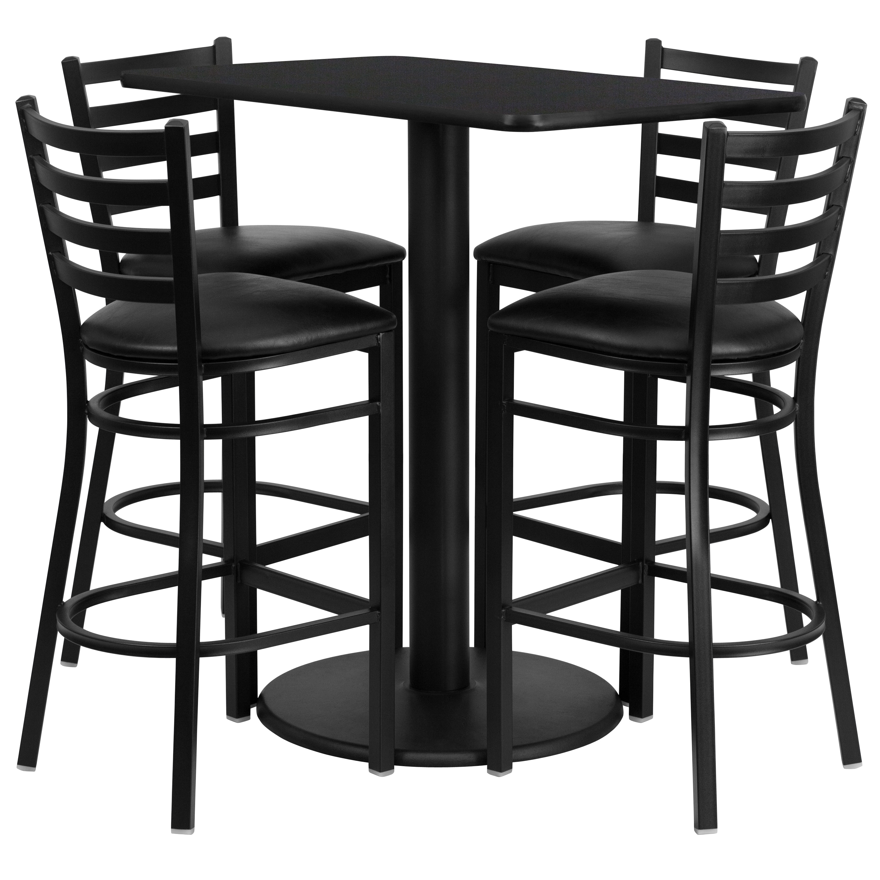 Flash Furniture 847254049214 Black Top/Black Vinyl Seat Traditional Dining Room Set with Rectangular Table ( Seats 4 )