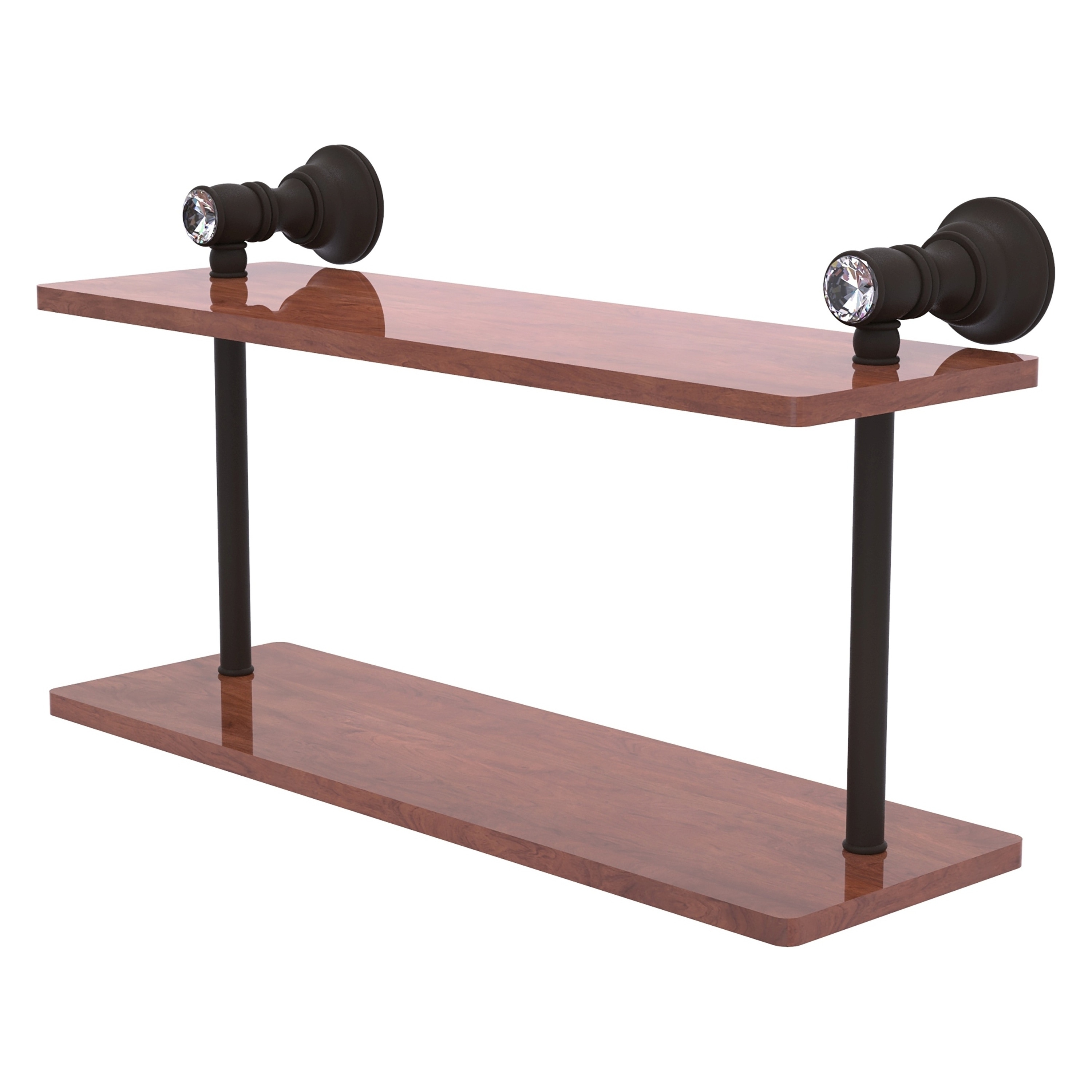 Allied Brass CC-2-16-IRW-ORB Carolina Crystal Oil Rubbed Bronze 2-Tier Wall Mount Bathroom Shelf (16-in x 9.2-in x 5-in)