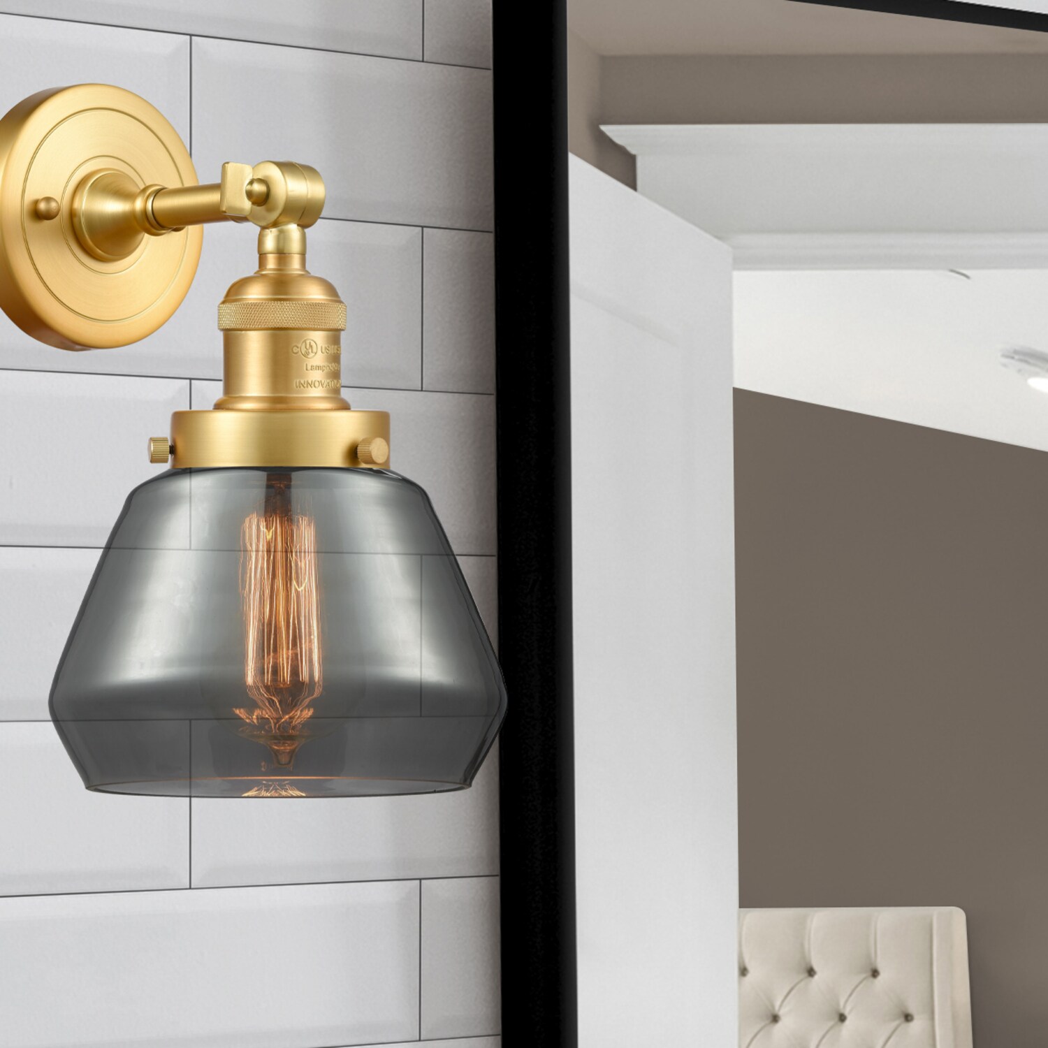 Innovations Lighting 203-SG-G173 Fulton 7-in W 1 -Light Gloss Gold Industrial Wall Sconce
