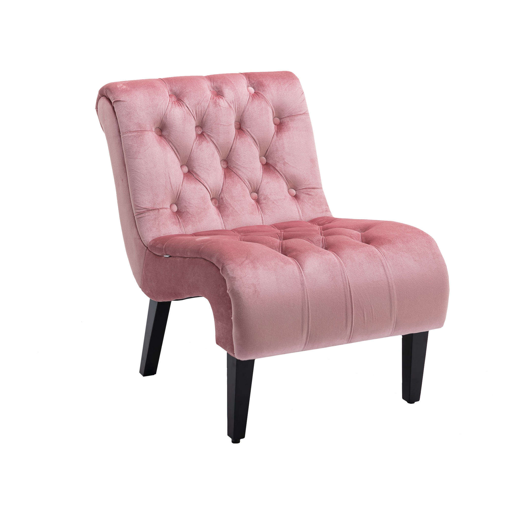 Bybafun YA3700346 22.83-in W Modern Pink Velvet Accent Chair