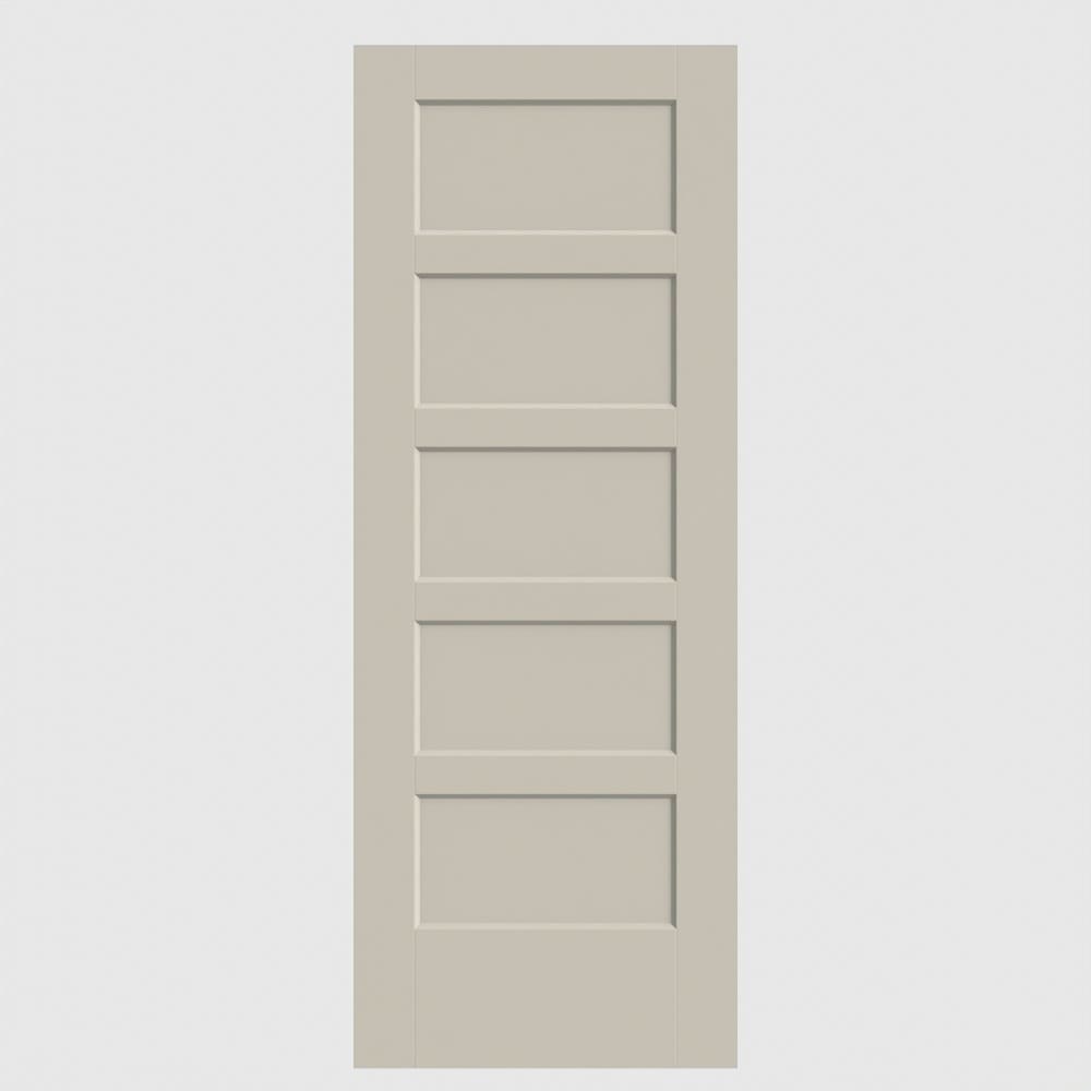 Masonite 640458 Bayshore 28-in x 80-in Cream N Sugar 5-panel square Smooth Solid core Primed Molded composite Slab Door