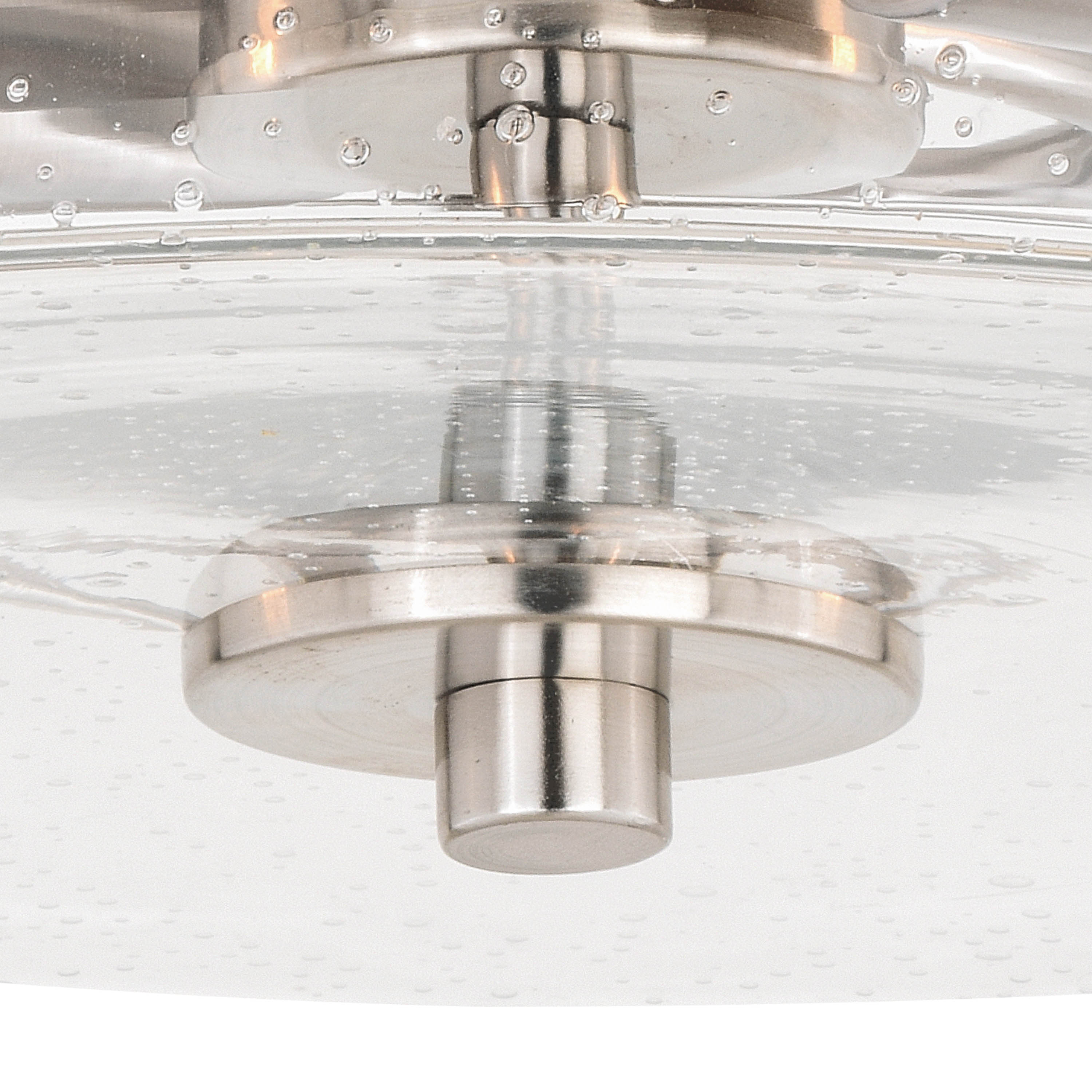 Satin Nickel 15" Drum Ceiling Light with Seeded Glass