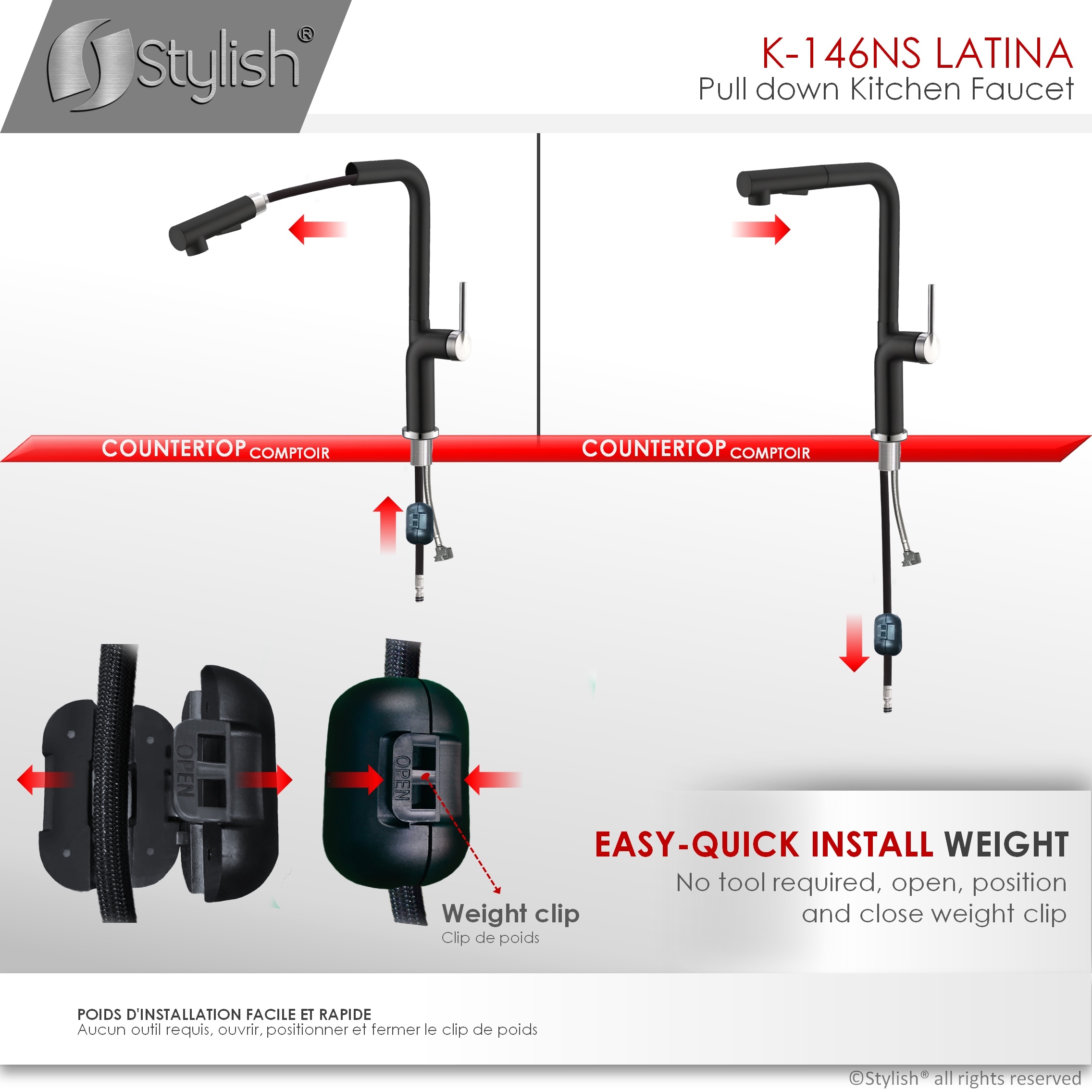 Matte Black Stainless Steel Pull Down Kitchen Faucet with Spray