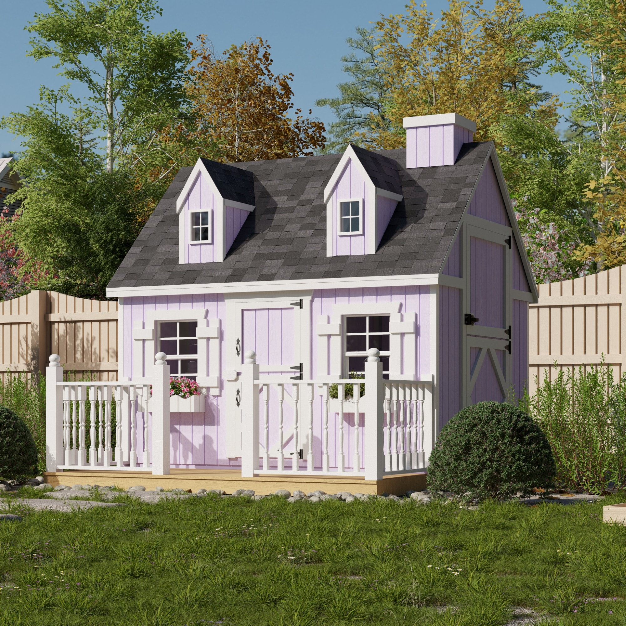 Little Cottage Co 6X8 CCP-PNK-FK-DR playhouses - View #2