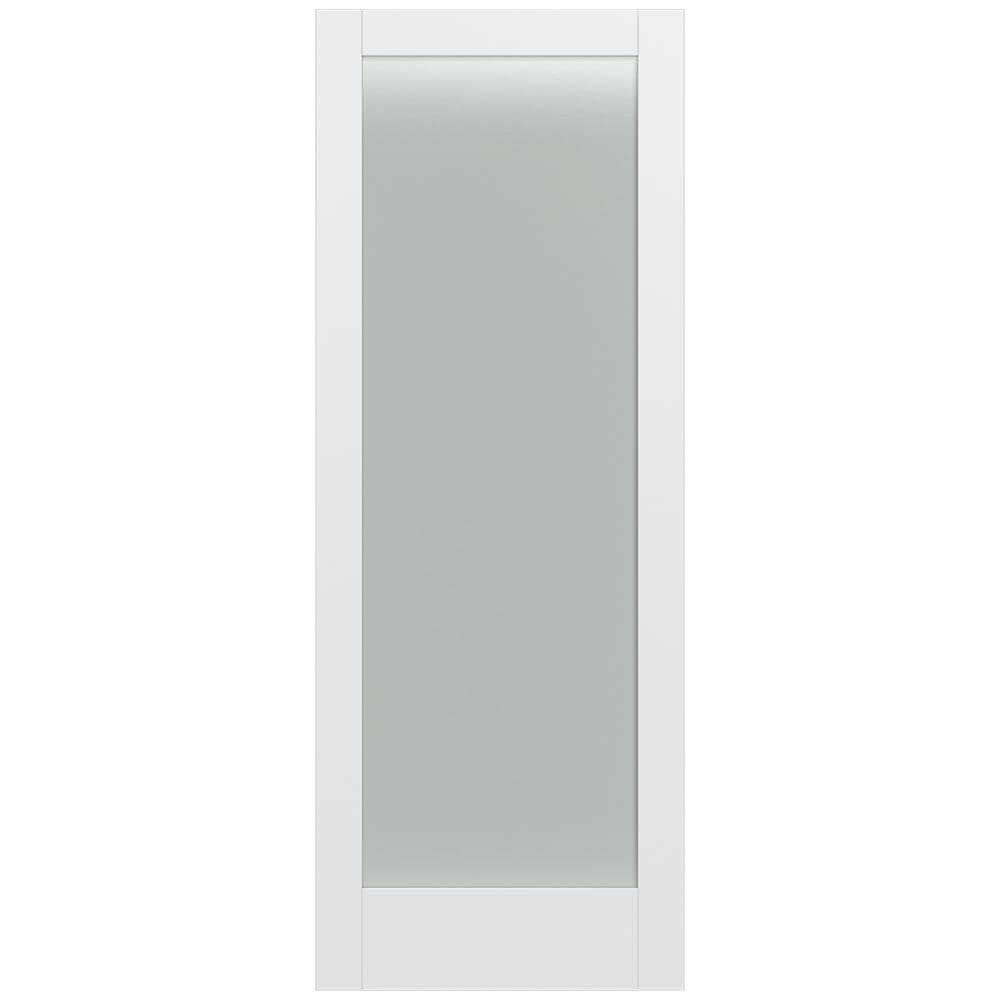 Jeld Wen Moda 1011 36 In X 96 In Primed 1 Panel Square Frosted Glass Solid Core Primed Mdf Slab 8198