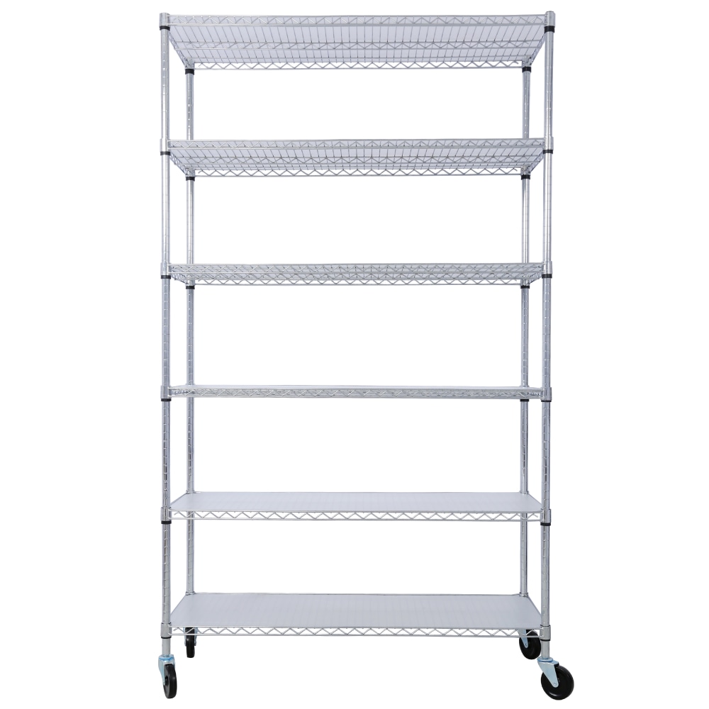 REIBII 6-Tier NSF Certified Heavy Duty Wire Shelving Unit 6000LBS Capacity Freestanding Shelving Units with Wheels Grade Utility Storage Shelves