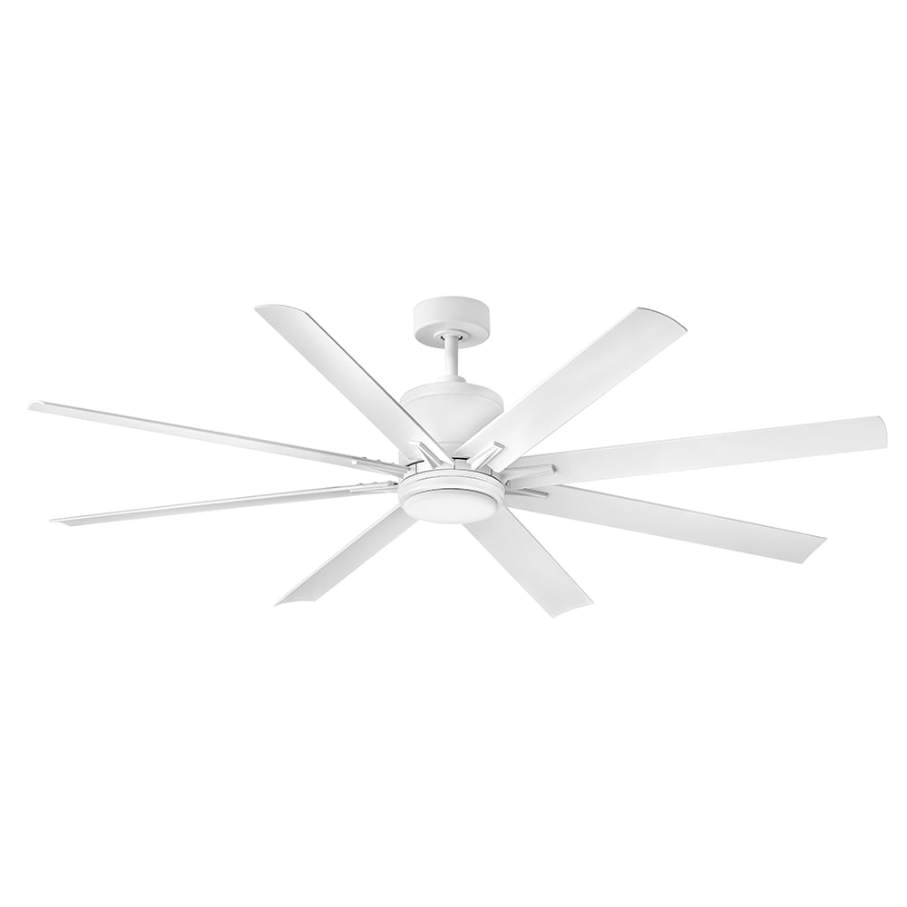 Hinkley 907166FMW-LWD Vantage 66-in Integrated LED Outdoor Smart Matte White with Matte White Blades Ceiling Fan With Light - Remote Included ( 8 -Blade )