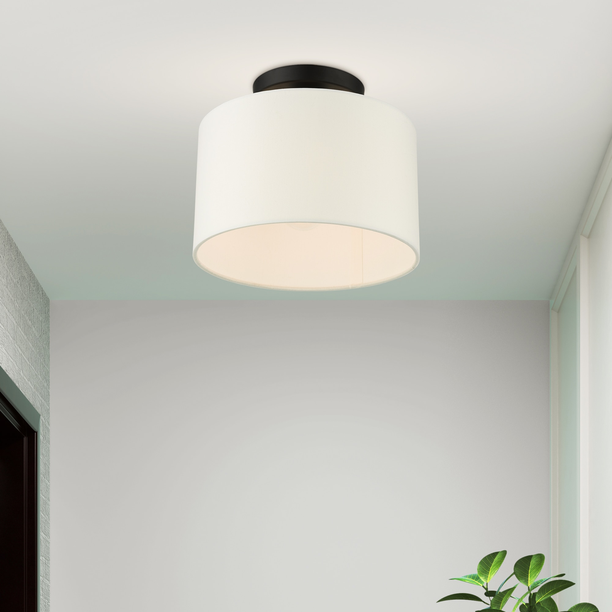 Black Nickel Glass Drum LED Indoor/Outdoor Light
