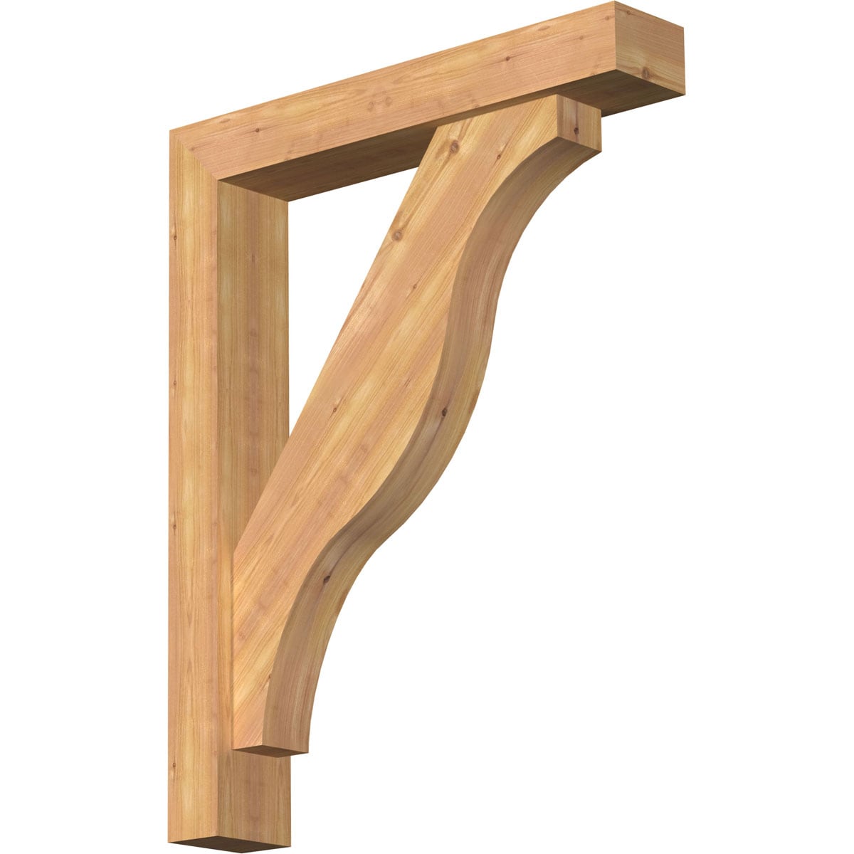 Ekena Millwork 1462357 Funston Block Smooth Bracket with Offset Brace Western Red Cedar Wood Standard Bracket