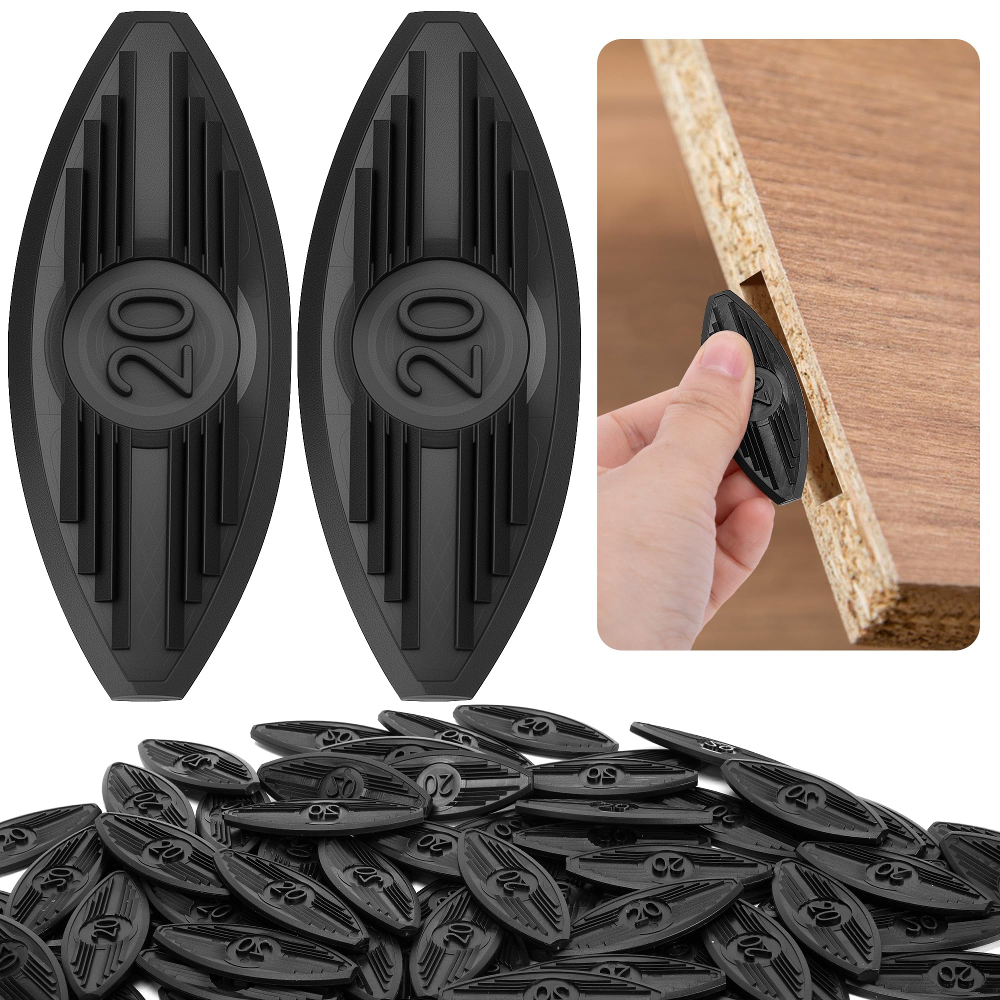 Anqtovp 120 Pcs Plastic Joining Biscuits Self Clamping Plate Joiner Biscuit Black Biscuit Joiner Attachment for Woodworking Deck Door Furniture #LAN0820N352