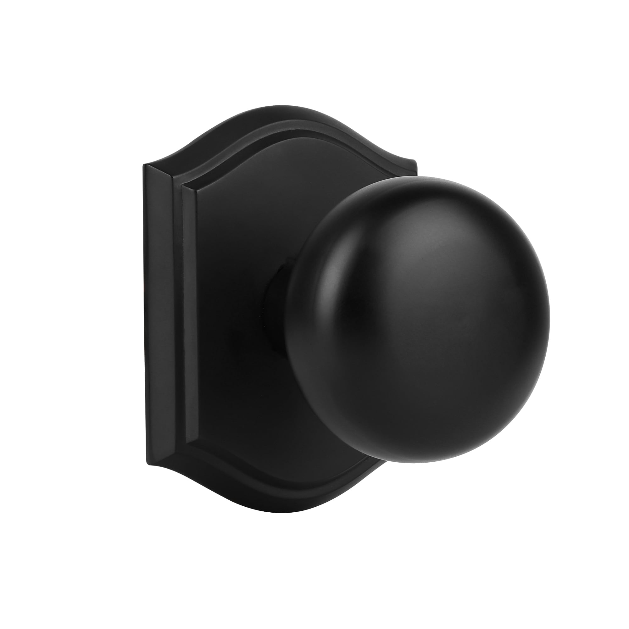Senyhardware Matte Black Interior Dummy Door Knob 2 Pack with Round Knob and Arch Backplate