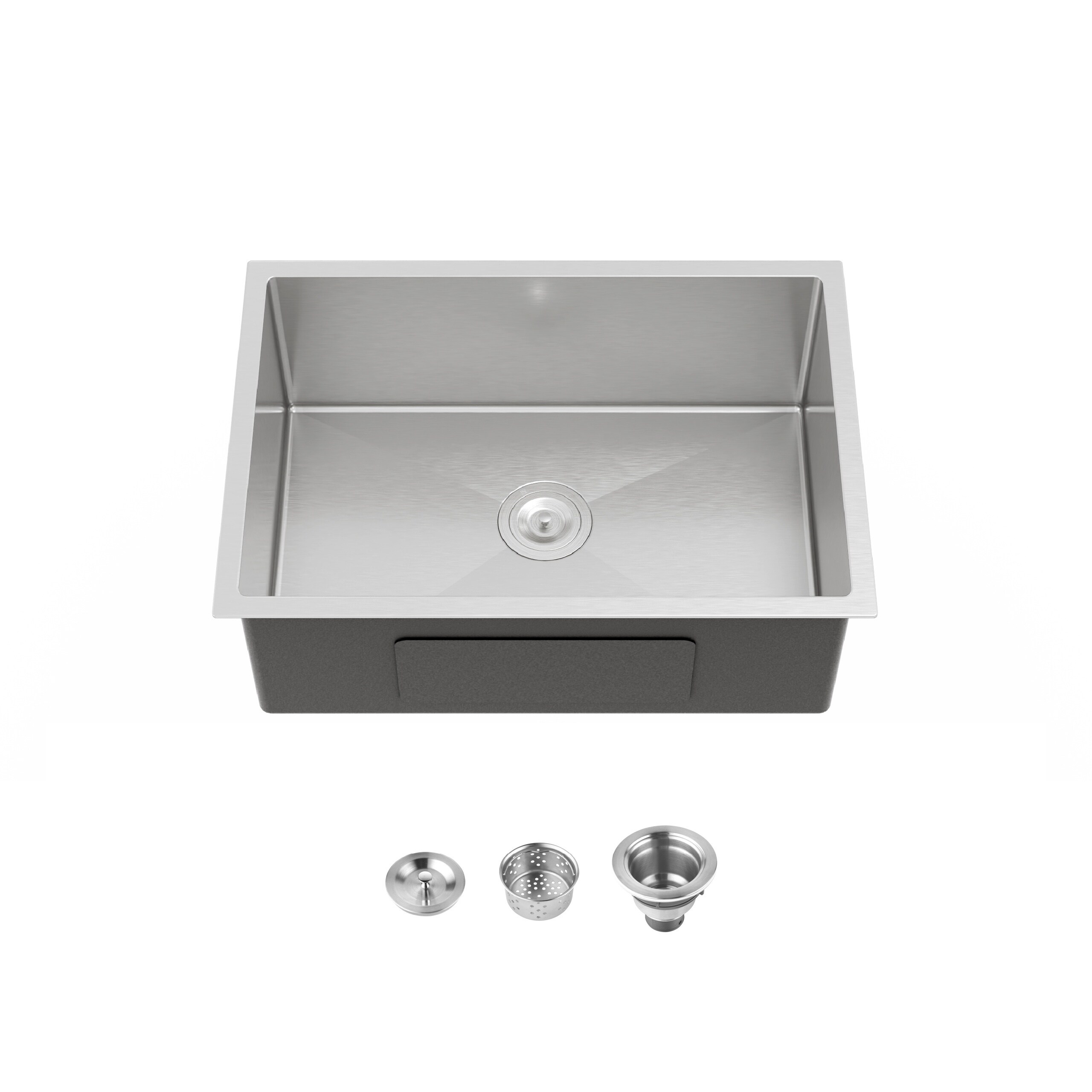 LIVACA 27 inch x 19 inch Brushed Nickel Stainless Steel Kitchen Sink with US Standard Drain and Hook