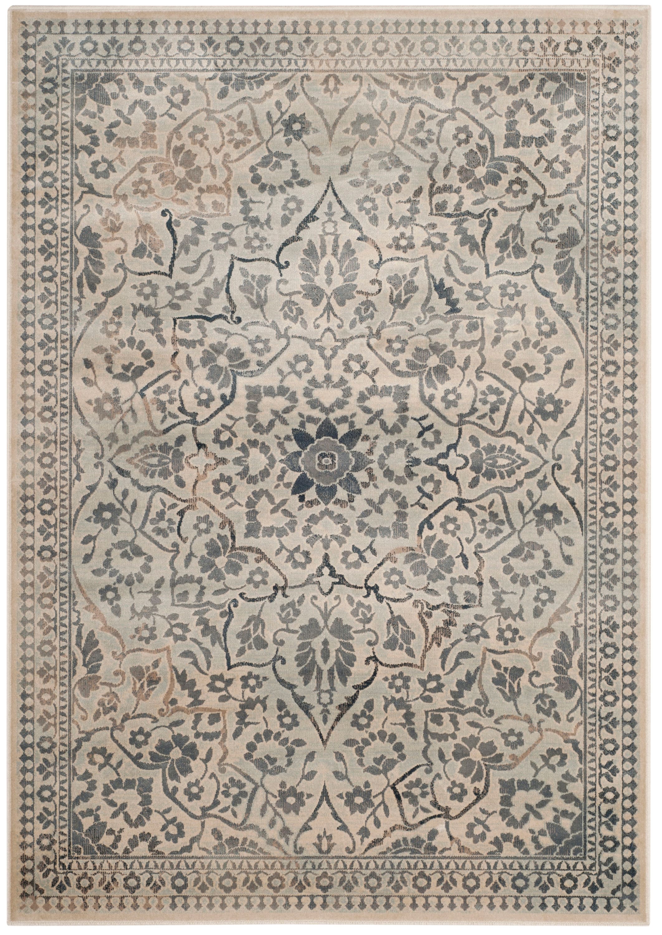 Safavieh VTG175-7446-4 Vintage Ardebil 4 x 6 (ft) Loomed Synthetic Cream/Light Blue Rectangular Indoor Distressed/Overdyed Vintage Area rug