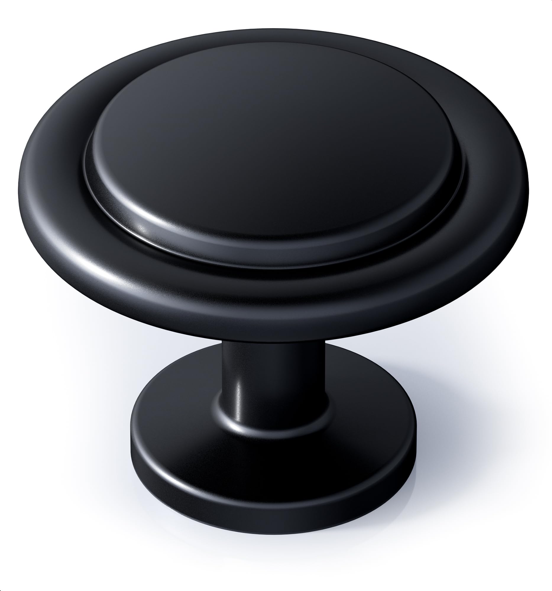 Etokfoks  30 Pack Euro Style 1 23 in Matte Black Solid Zinc Alloy Cabinet Knobs Modern Round Single Hole Pulls