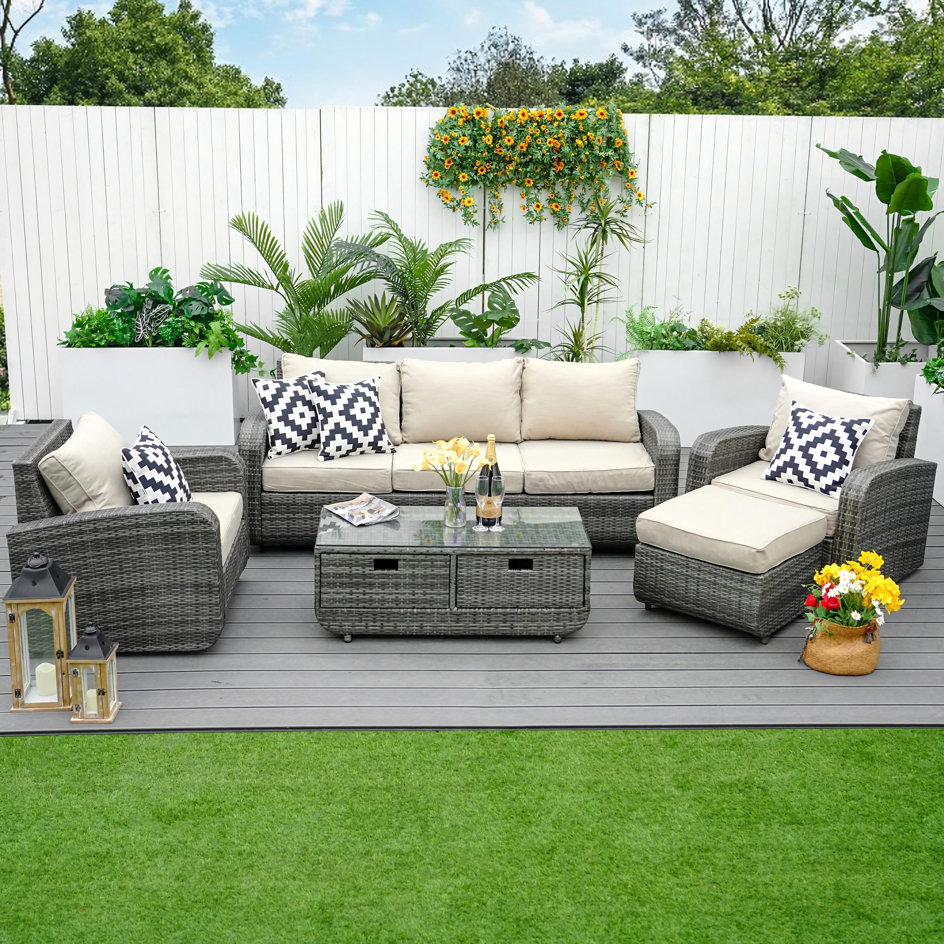 Direct Wicker DWS-N1515-GRAY Patio-Conversation-Sets - View #2