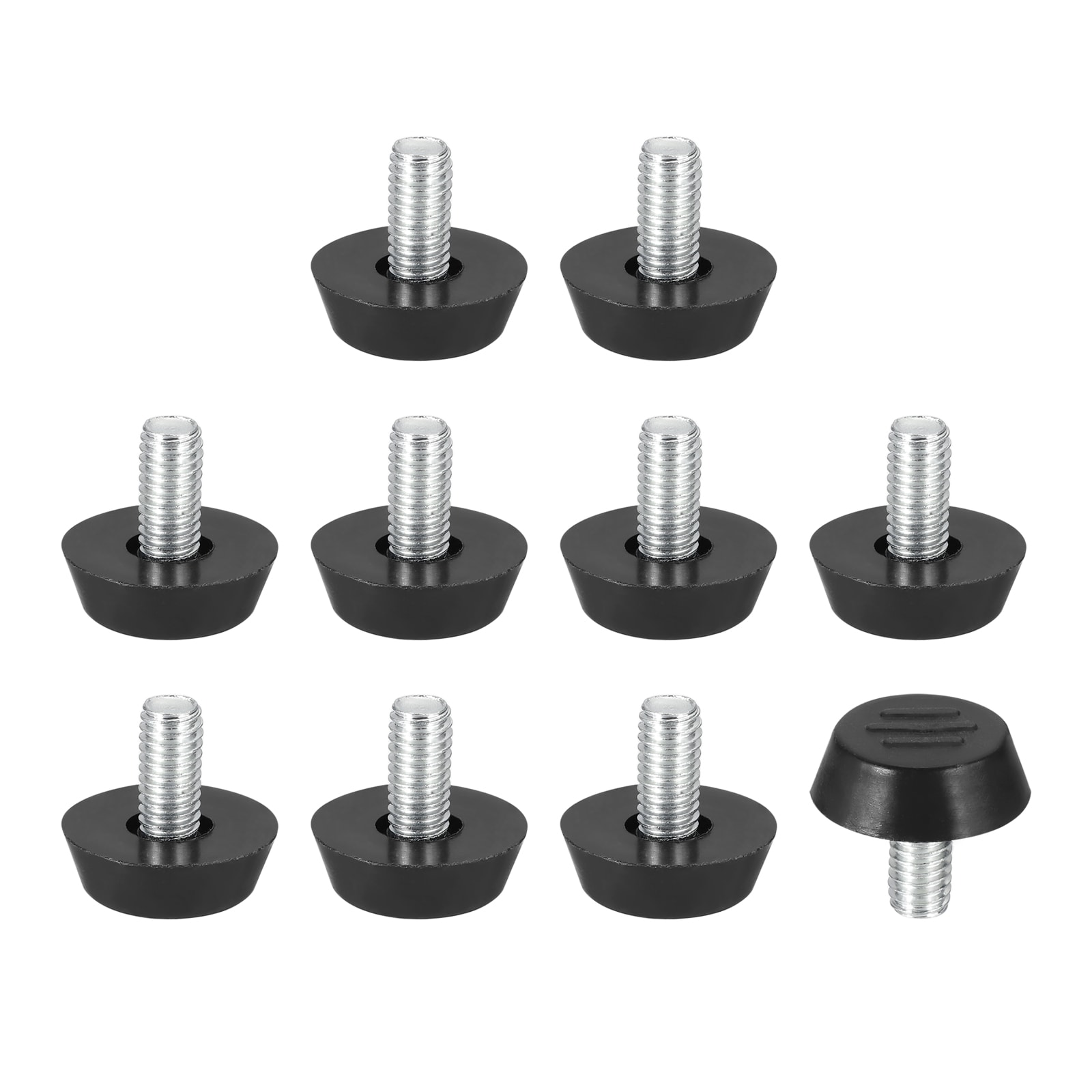 PATIKIL 10pcs M6 x 12mm Thread Adjustable Furniture Levelers Furniture Feet Levelers Screw on Steel Screw in Threaded Leveling Feet Glides for Table Chair Cabinet Patio Legs