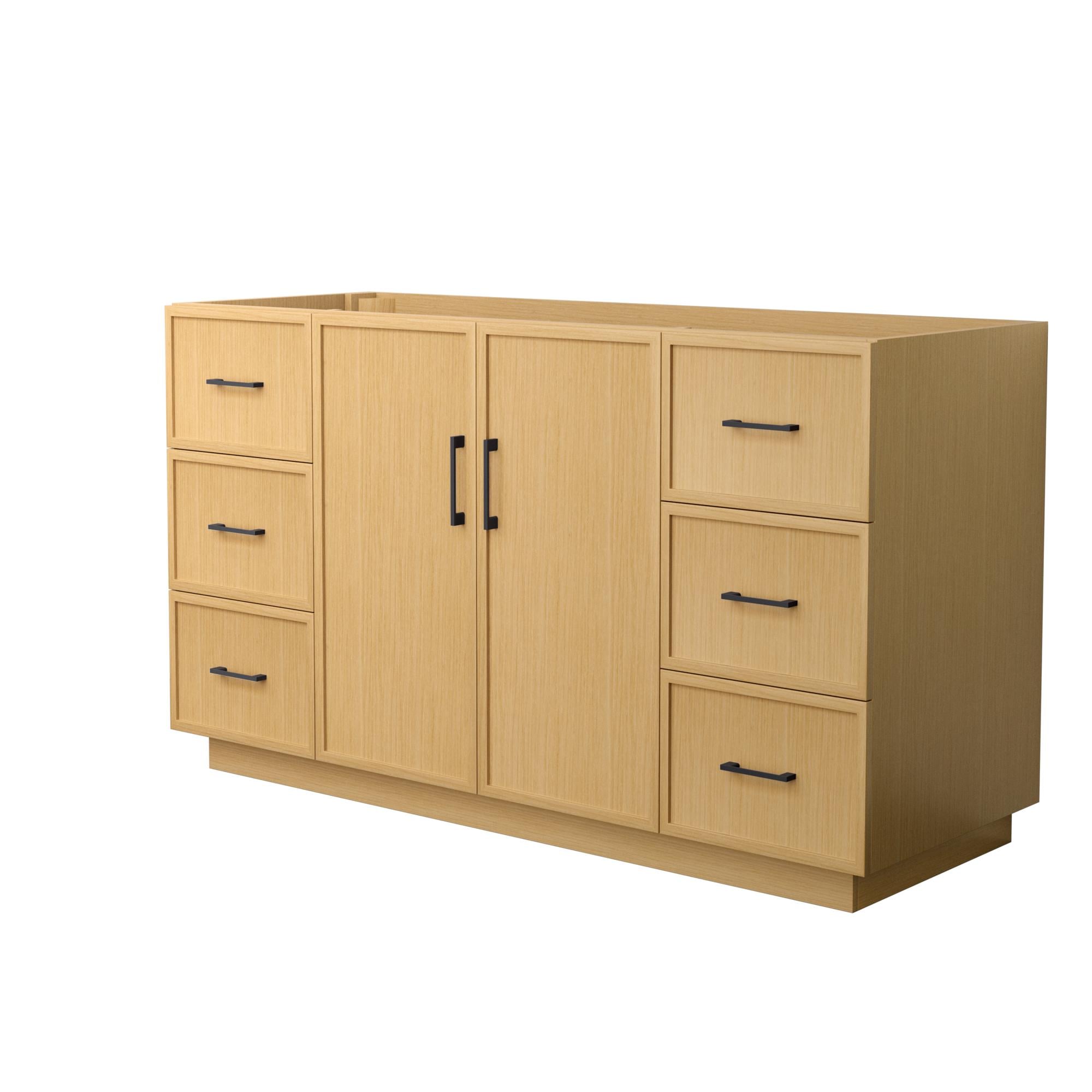 Wyndham Collection WCH747460SIBCXSXXMXX Elan TK 60-in Light Oak with Matte Black Trim Bathroom Vanity Base Cabinet without Top