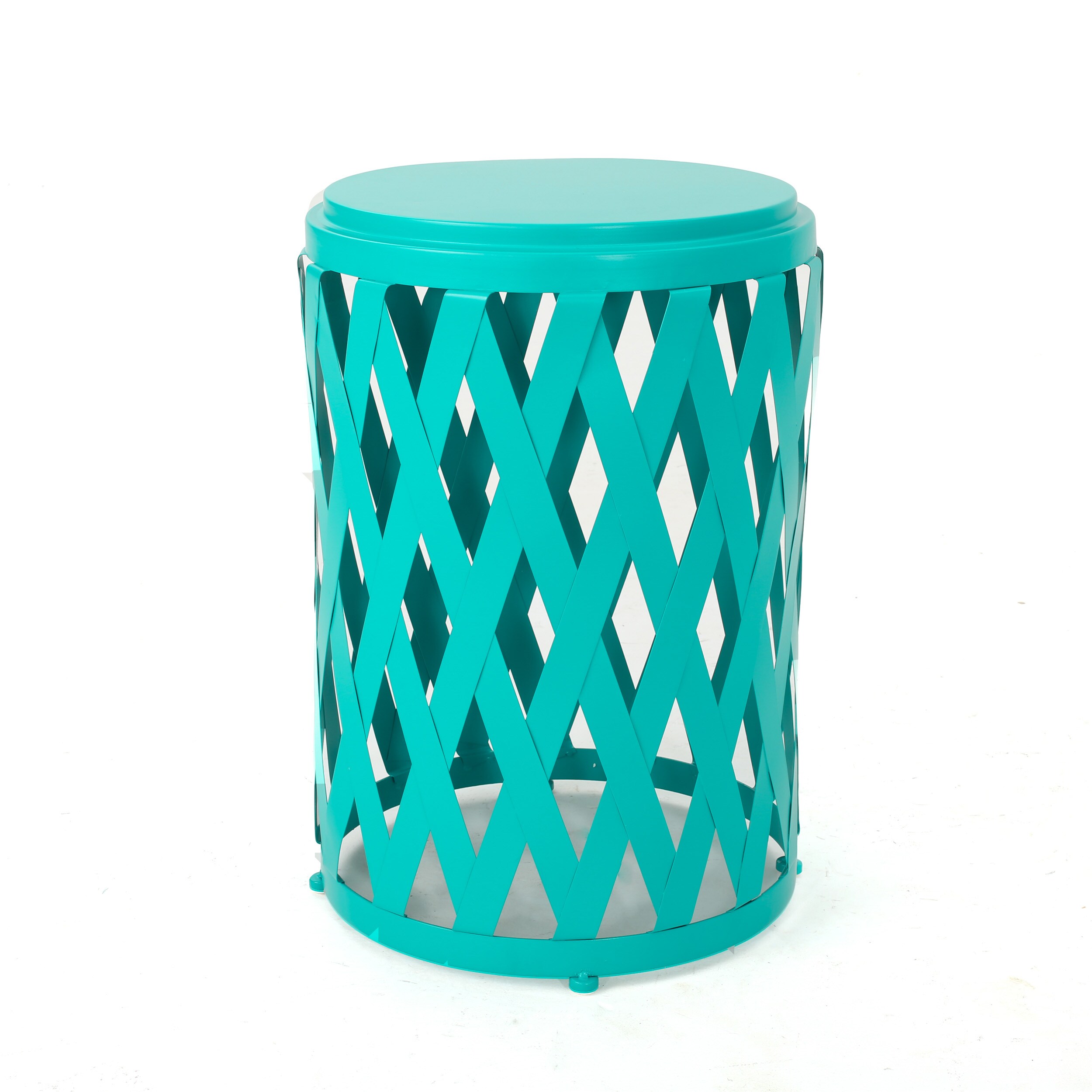 AHIOU HOME ZAAHG-60790.00LTGS 22.25-in Teal Steel Barrel Garden Stool