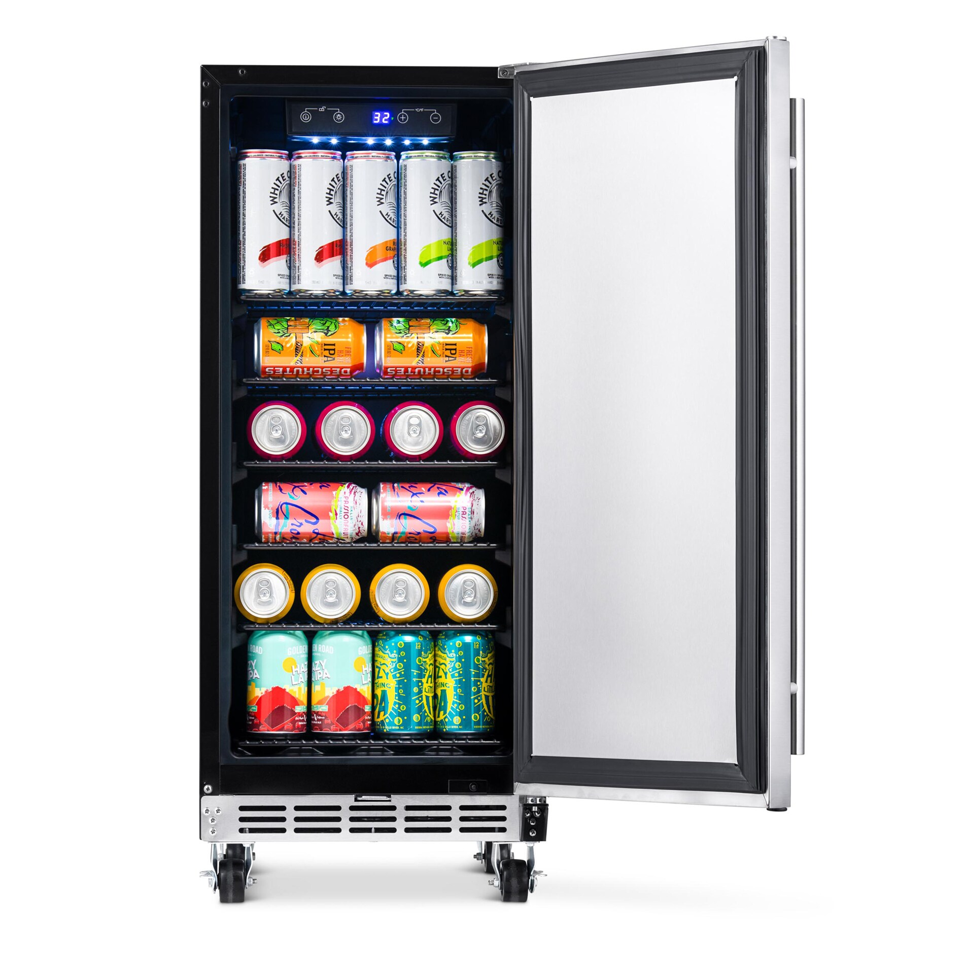 15 90 Can Stainless Steel Built In Compressor Beverage Refrigerator